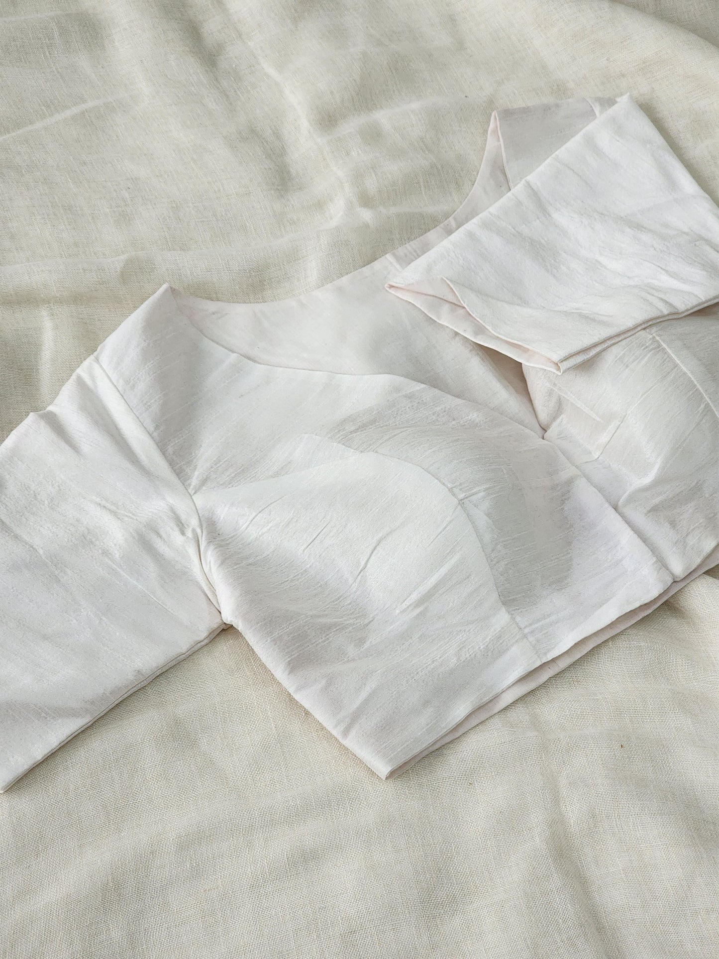 White raw silk blouse