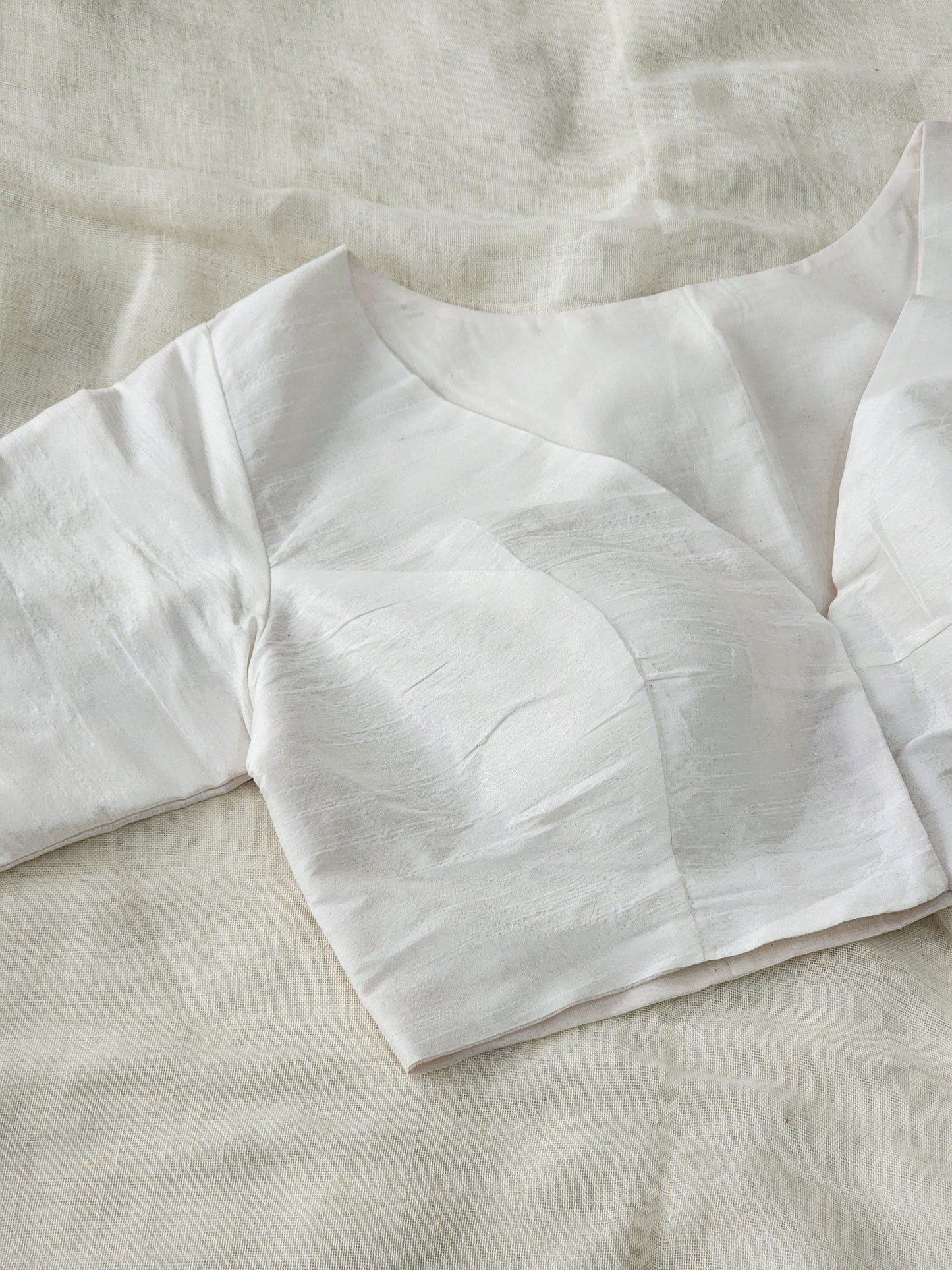 White raw silk blouse