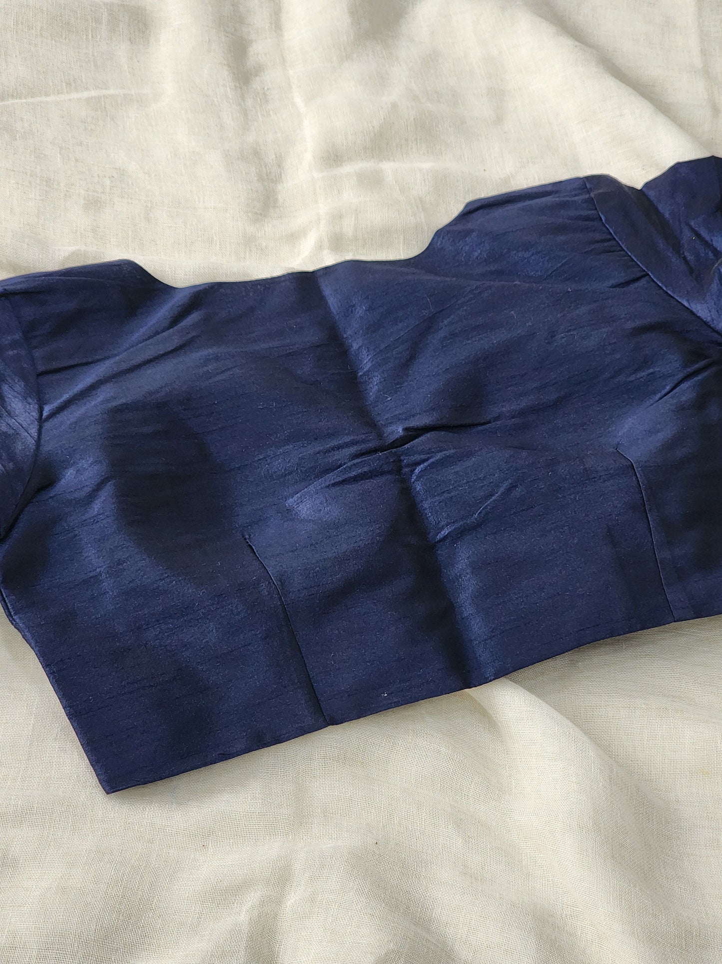 Navy blue raw silk blouse