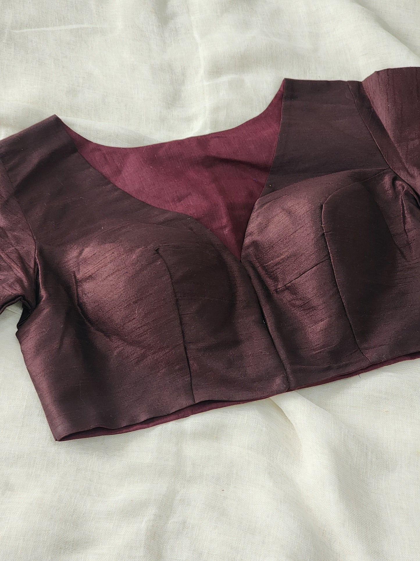 Brown raw silk blouse
