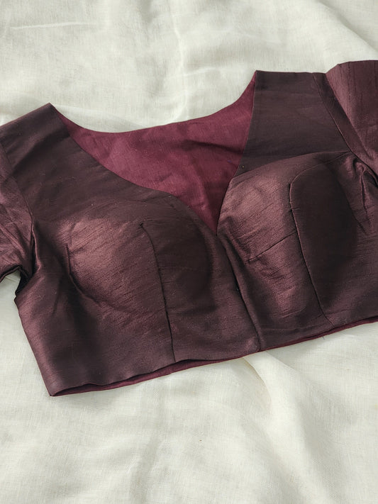 Brown raw silk blouse