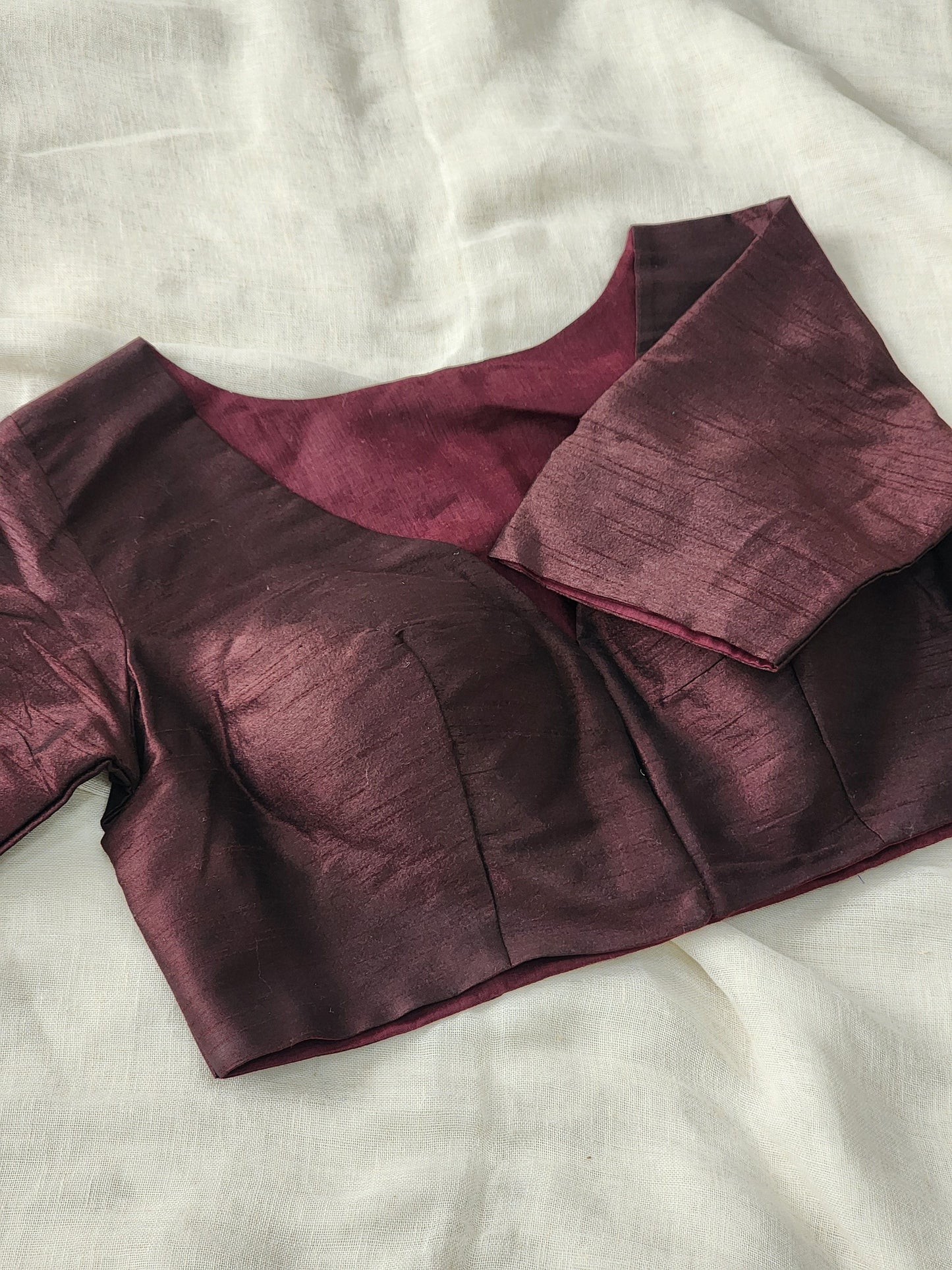 Brown raw silk blouse