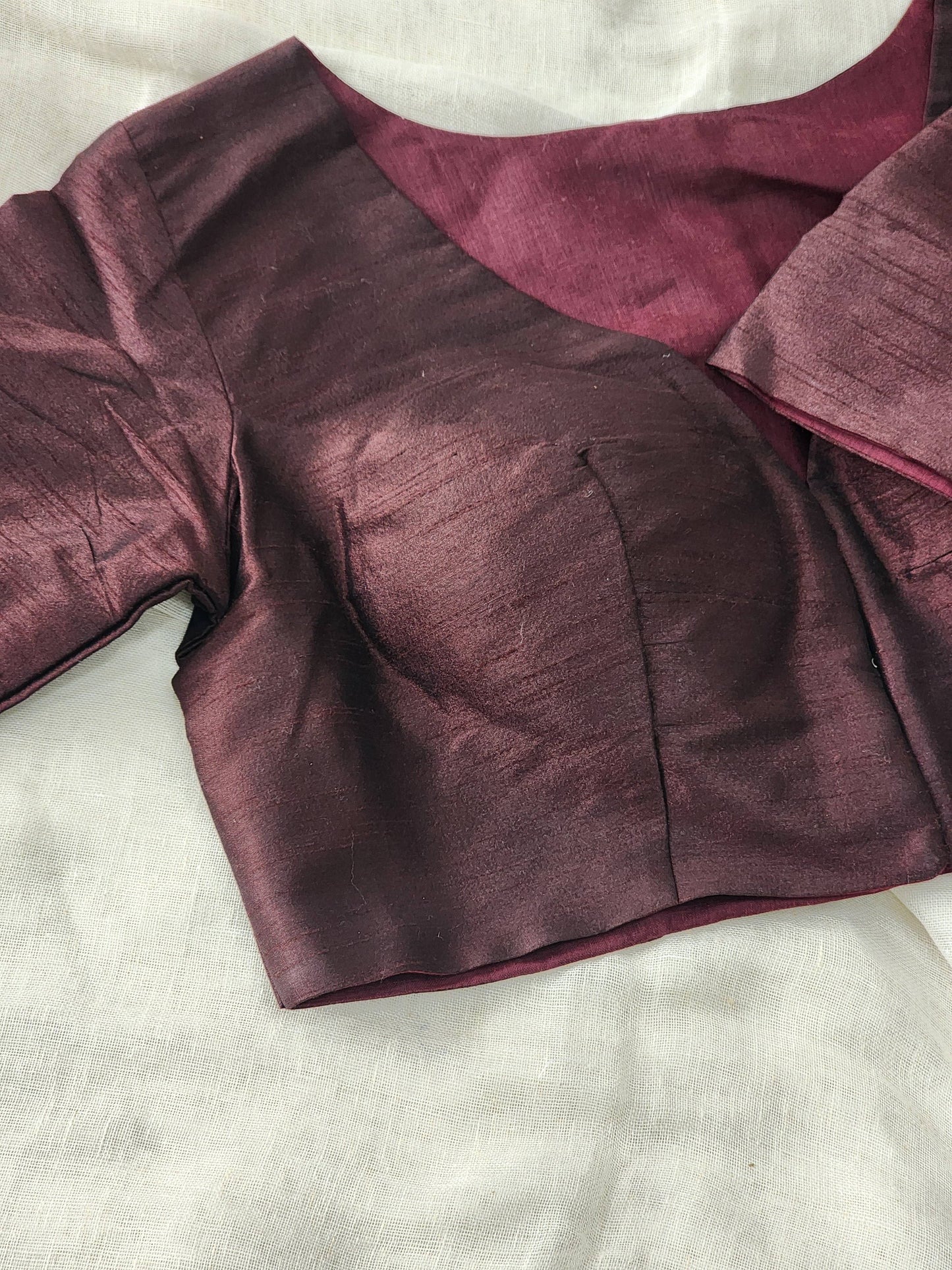 Brown raw silk blouse