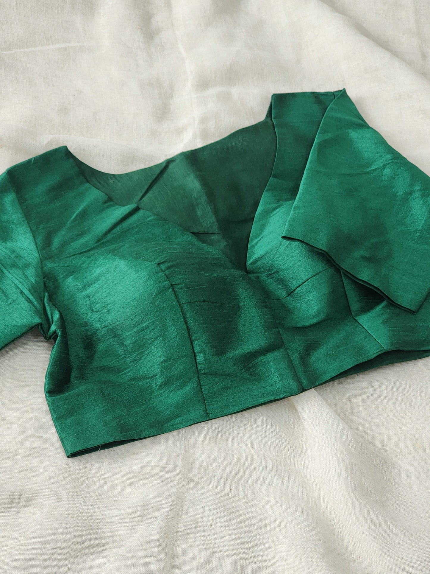 Dark Green raw silk blouse