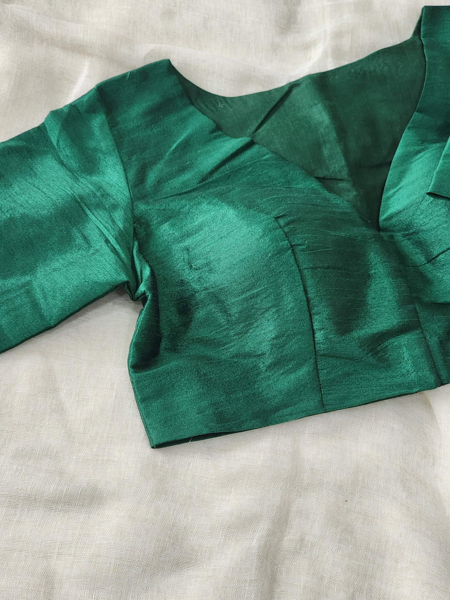 Dark Green raw silk blouse
