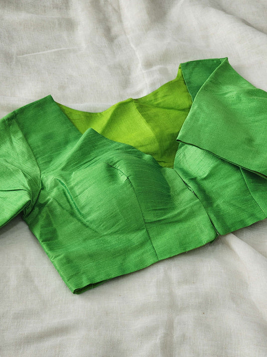 Parrot Green raw silk blouse