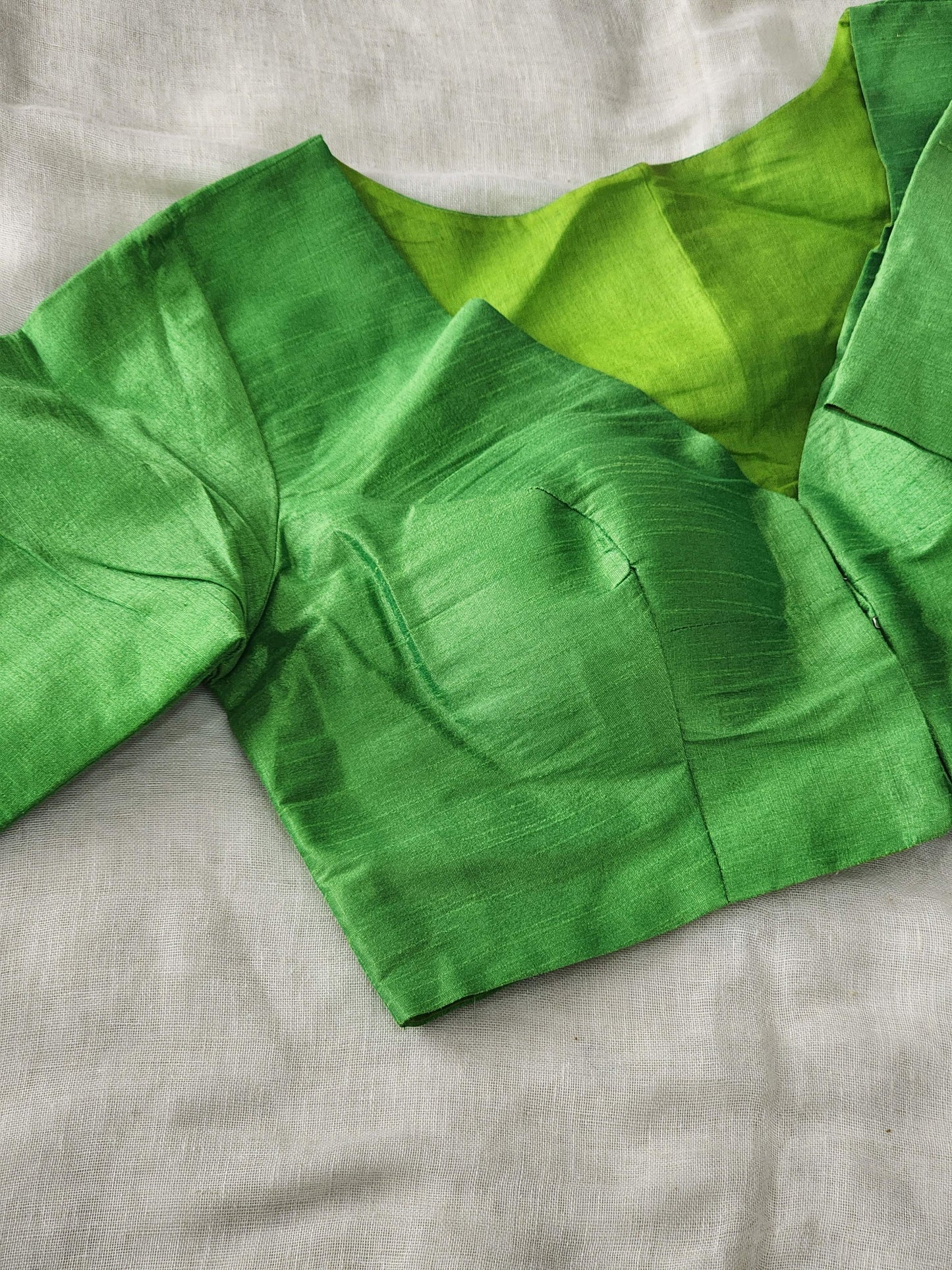 Parrot Green raw silk blouse