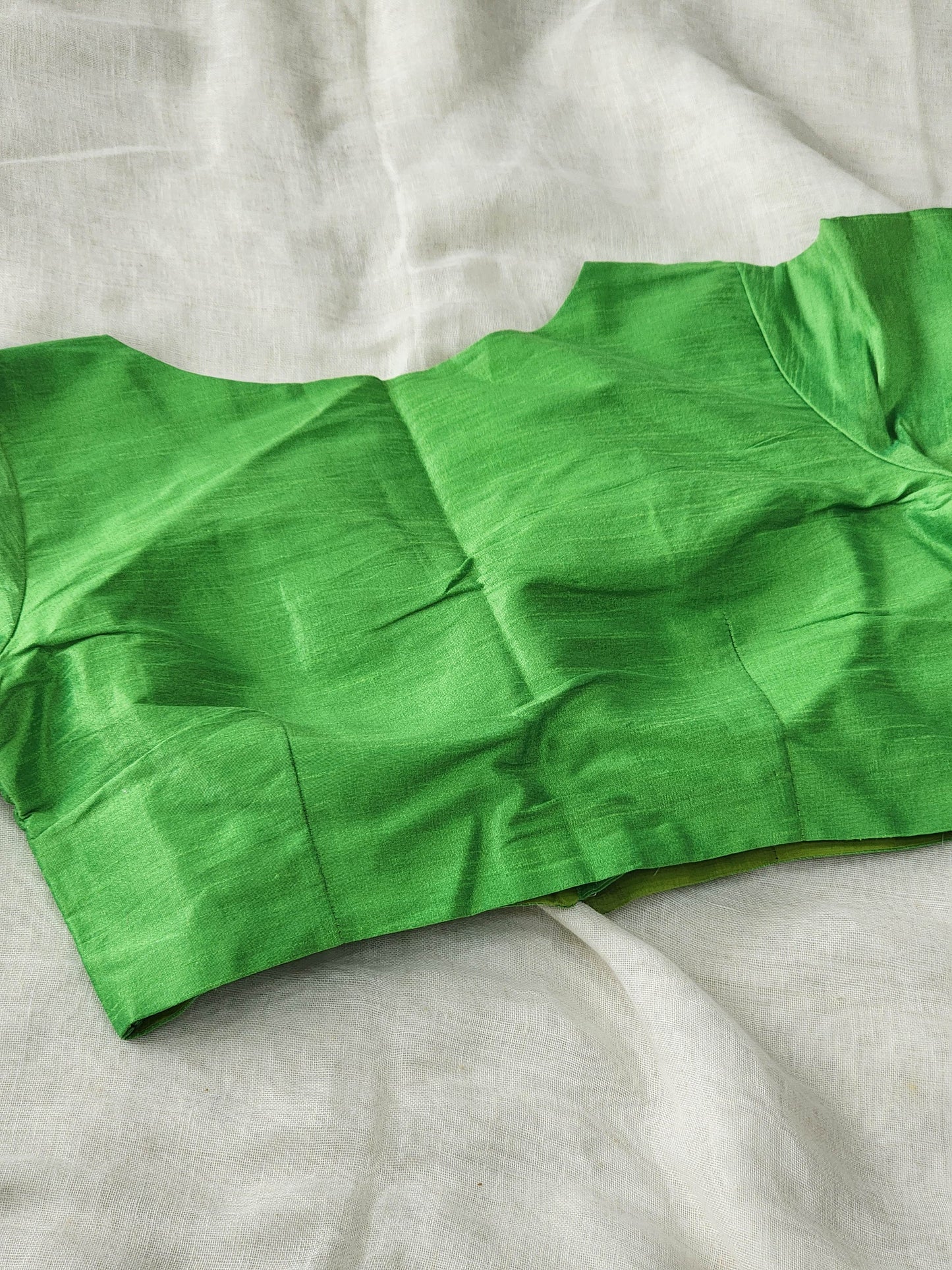 Parrot Green raw silk blouse
