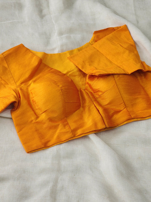 Orange raw silk blouse