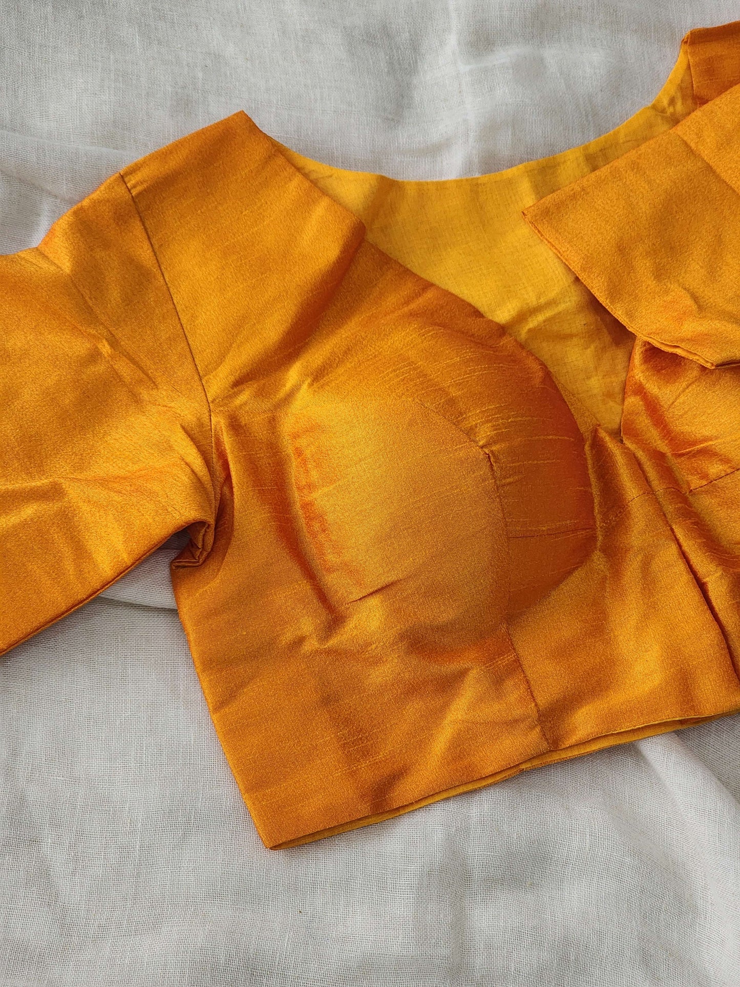 Orange raw silk blouse