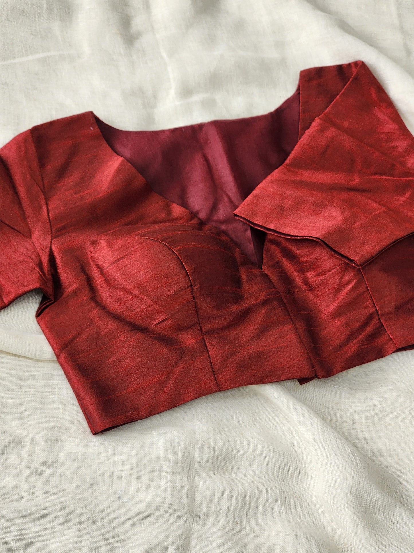 Maroon raw silk blouse