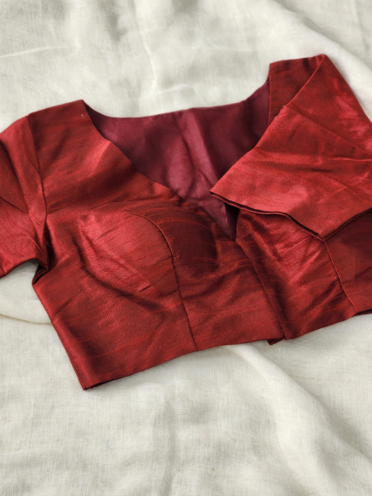 Maroon raw silk blouse