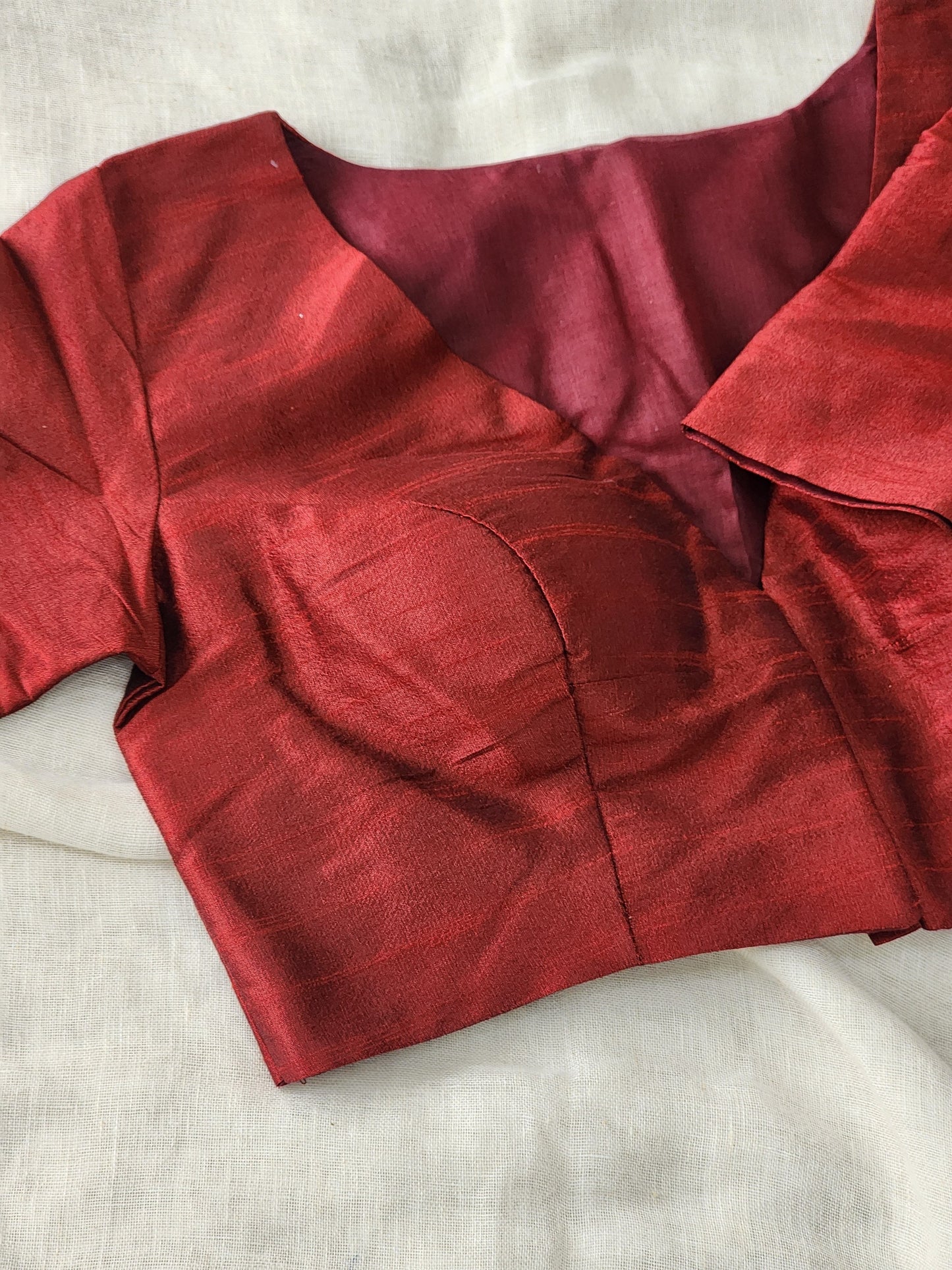 Maroon raw silk blouse