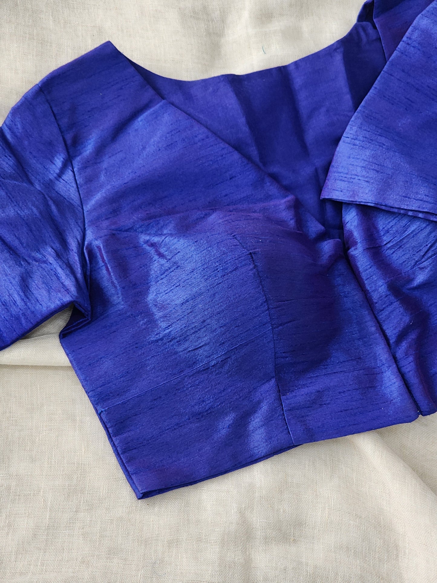 Blue raw silk blouse
