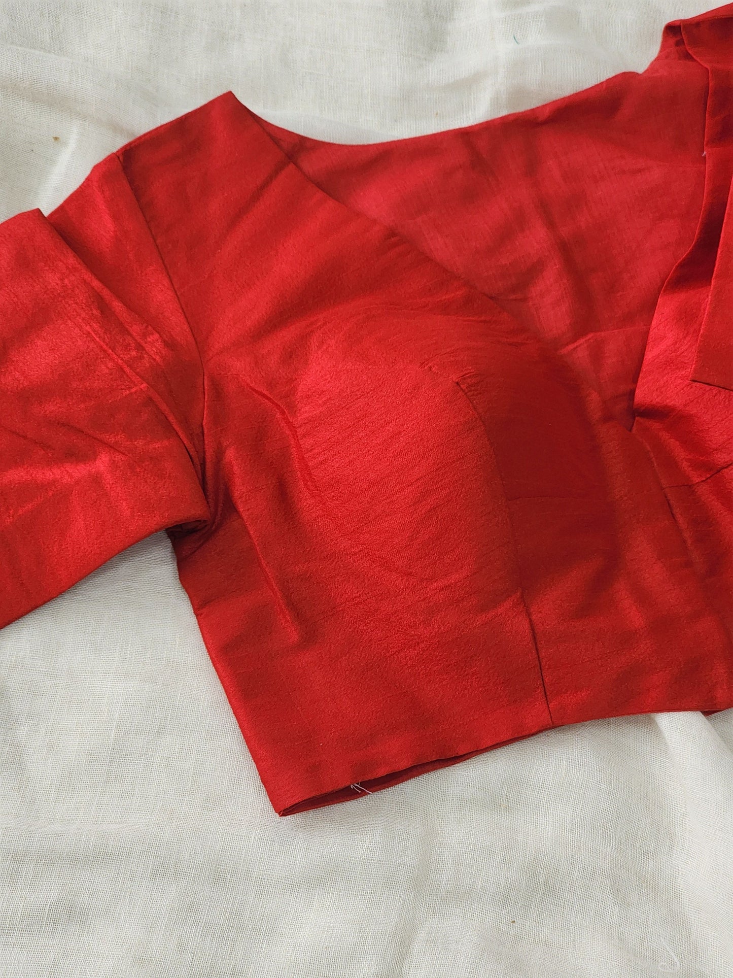 Red raw silk blouse