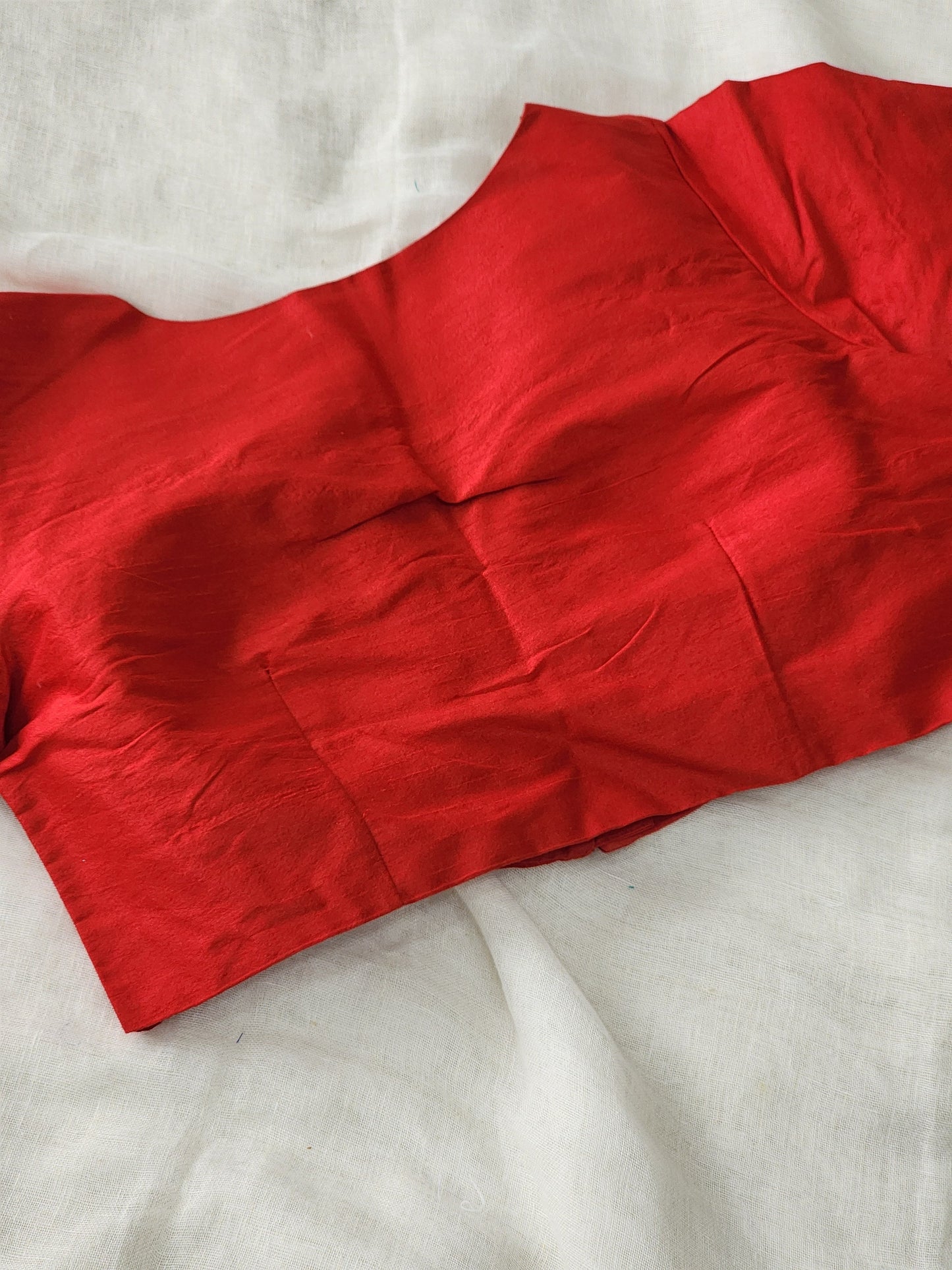 Red raw silk blouse
