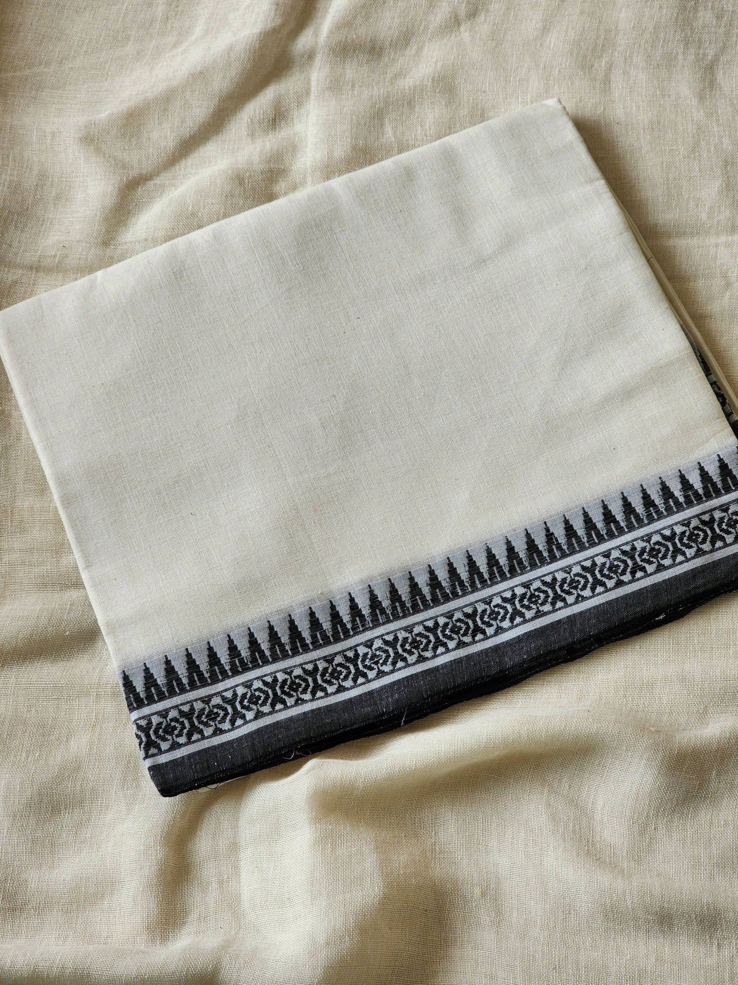 White Dhonekhali Cotton Saree