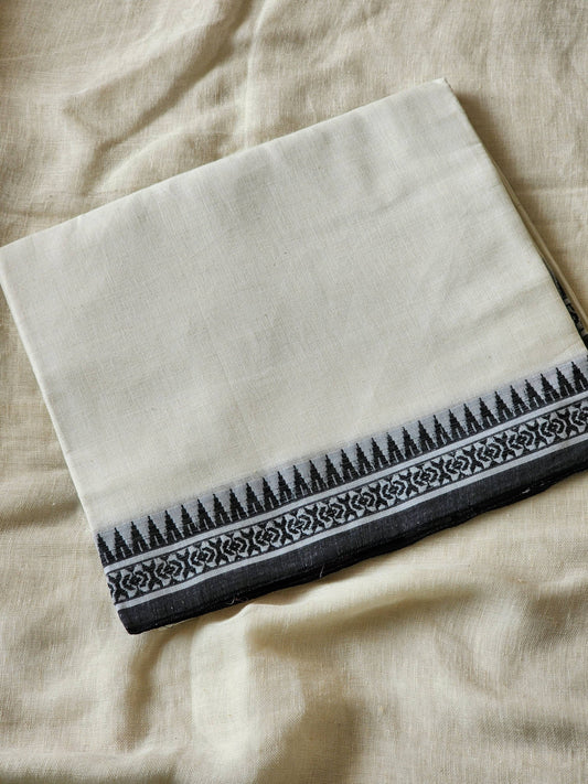 White Dhonekhali Cotton Saree