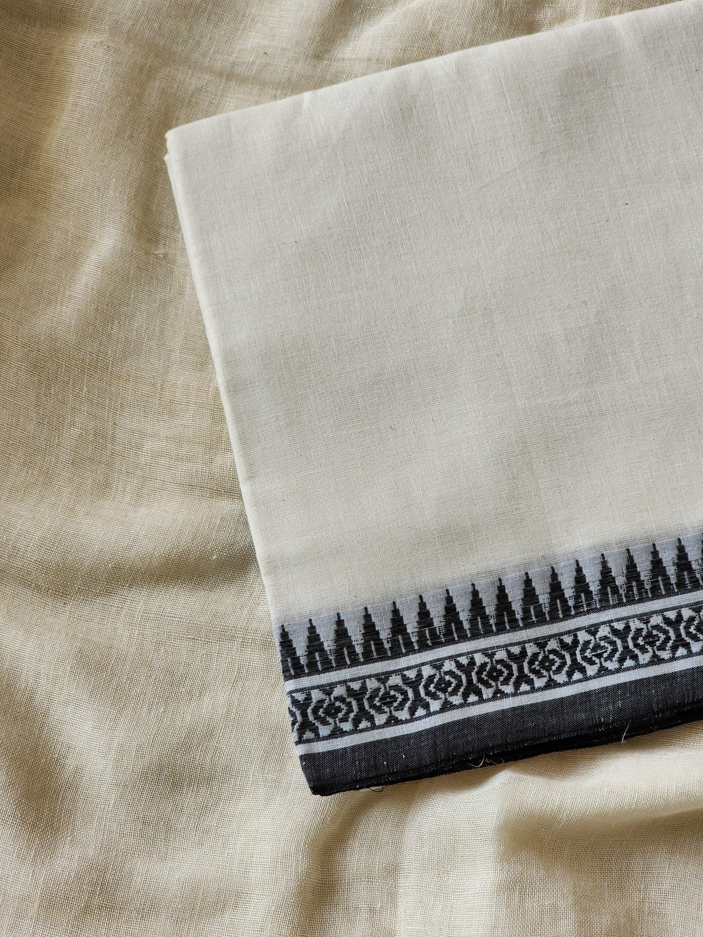 White Dhonekhali Cotton Saree