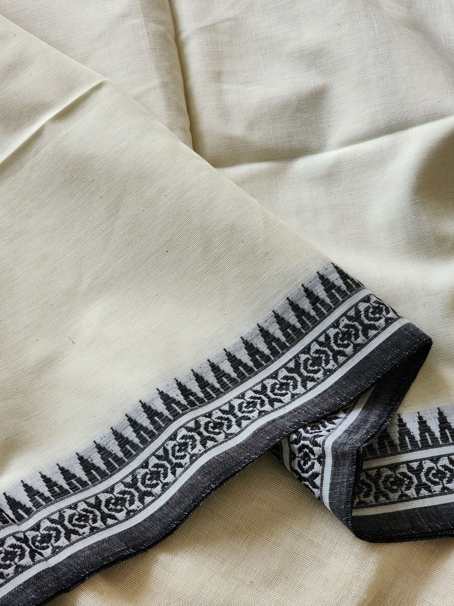White Dhonekhali Cotton Saree