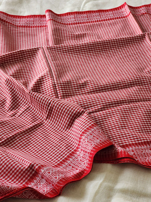 Red Dhonekhali Cotton Saree