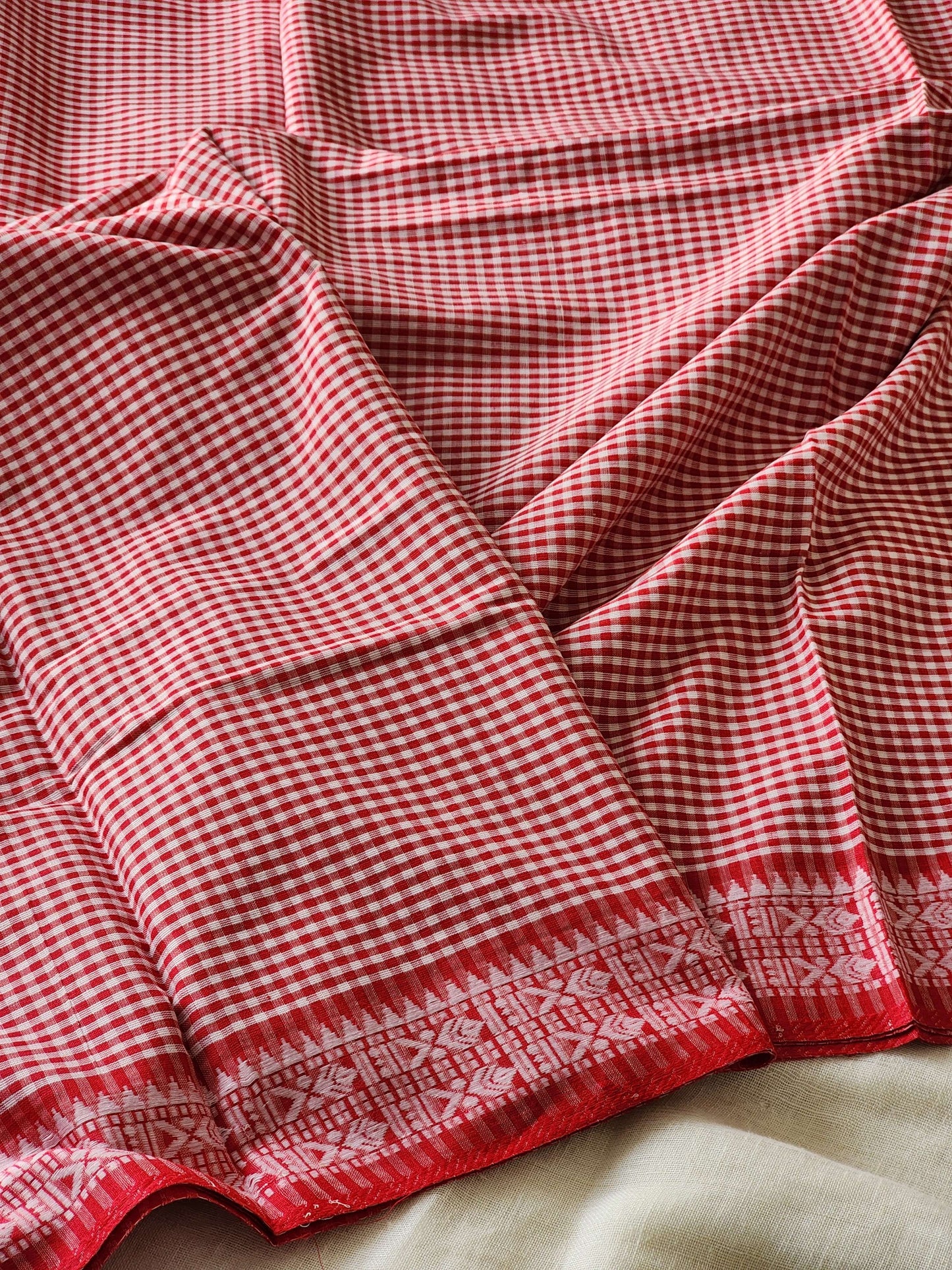 Red Dhonekhali Cotton Saree