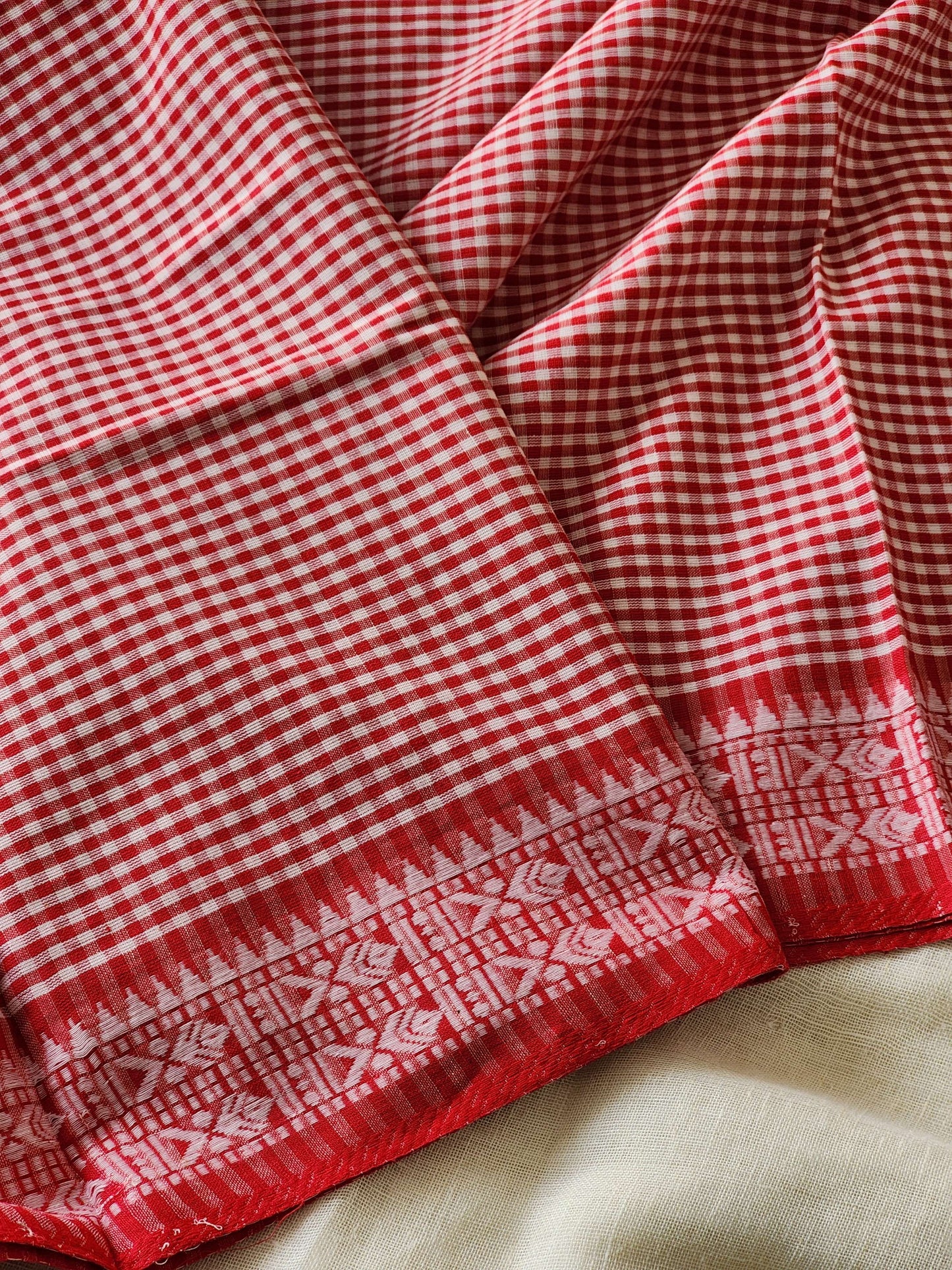 Red Dhonekhali Cotton Saree