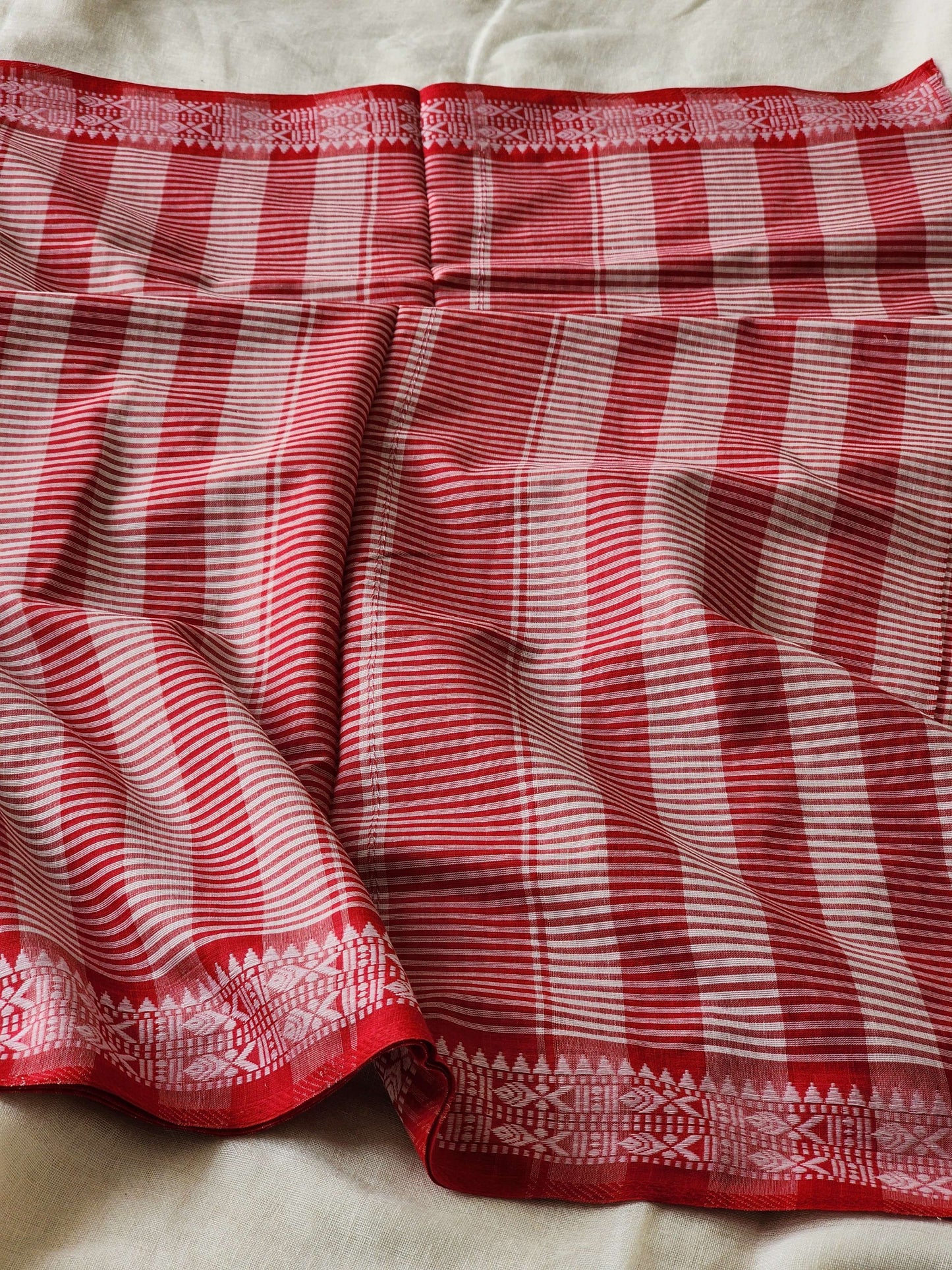 Red Dhonekhali Cotton Saree