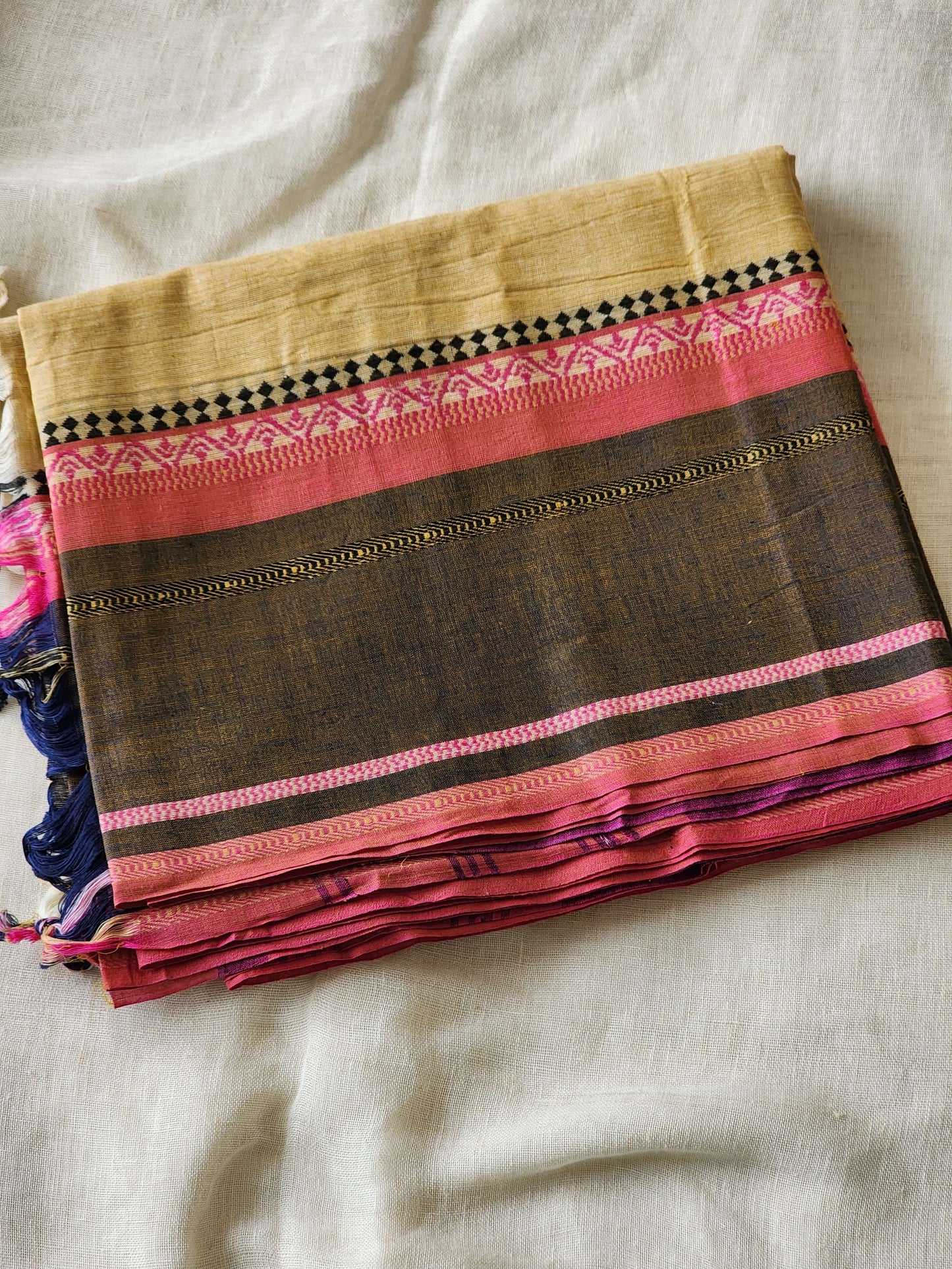 Beige Dhonekhali Cotton Saree
