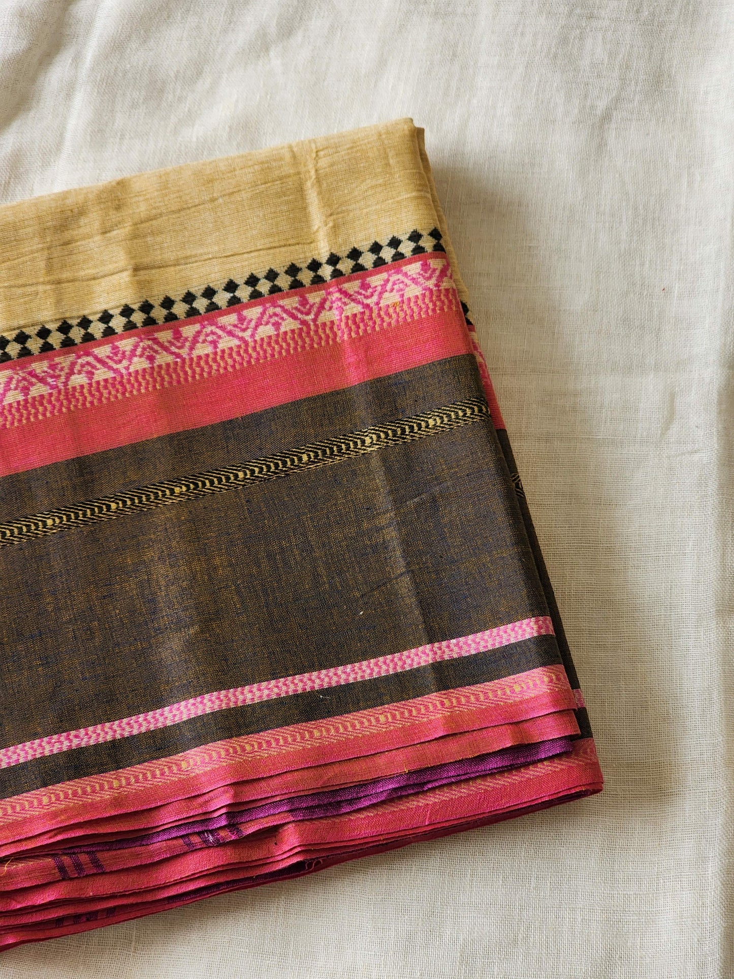 Beige Dhonekhali Cotton Saree