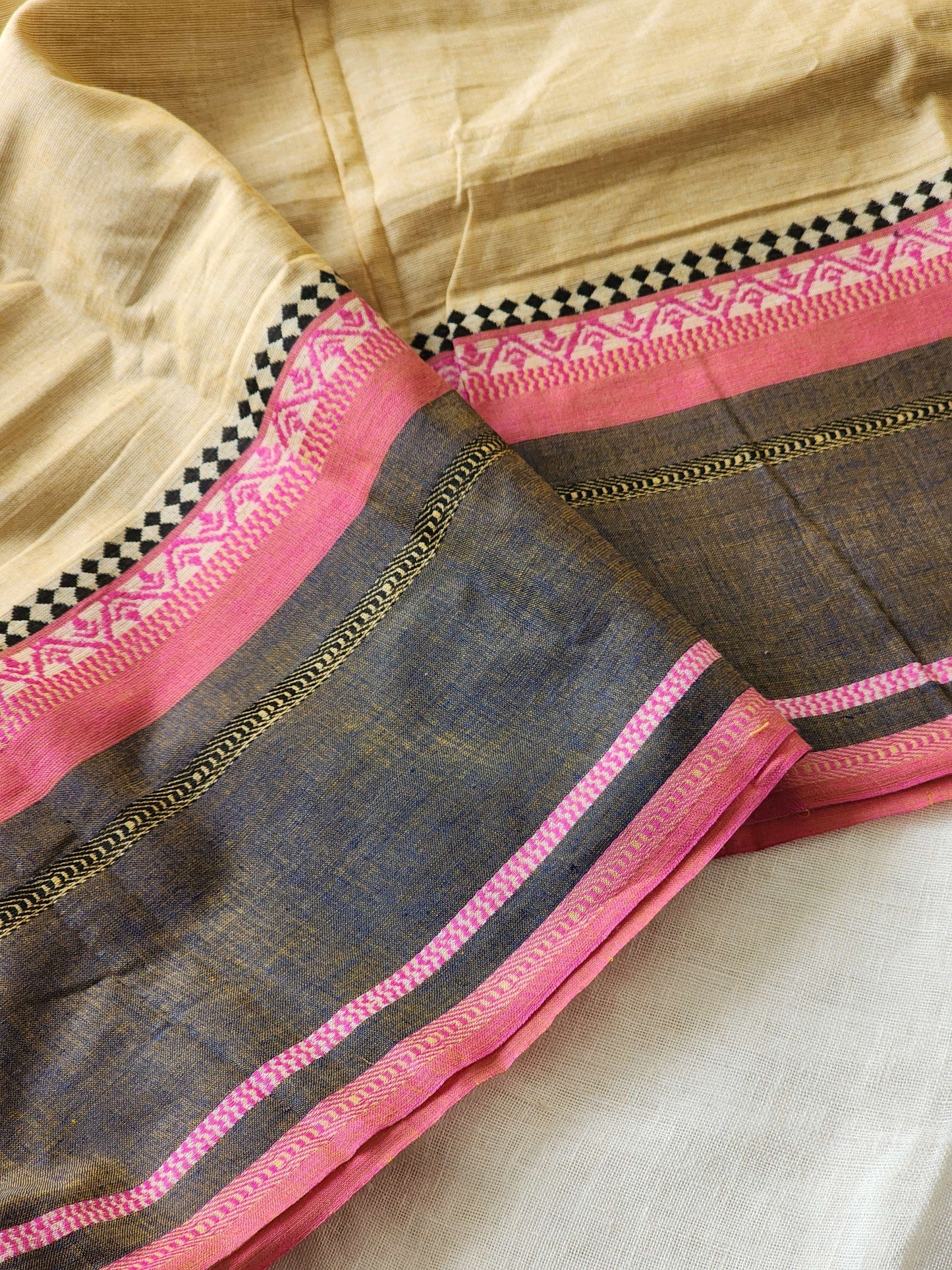 Beige Dhonekhali Cotton Saree