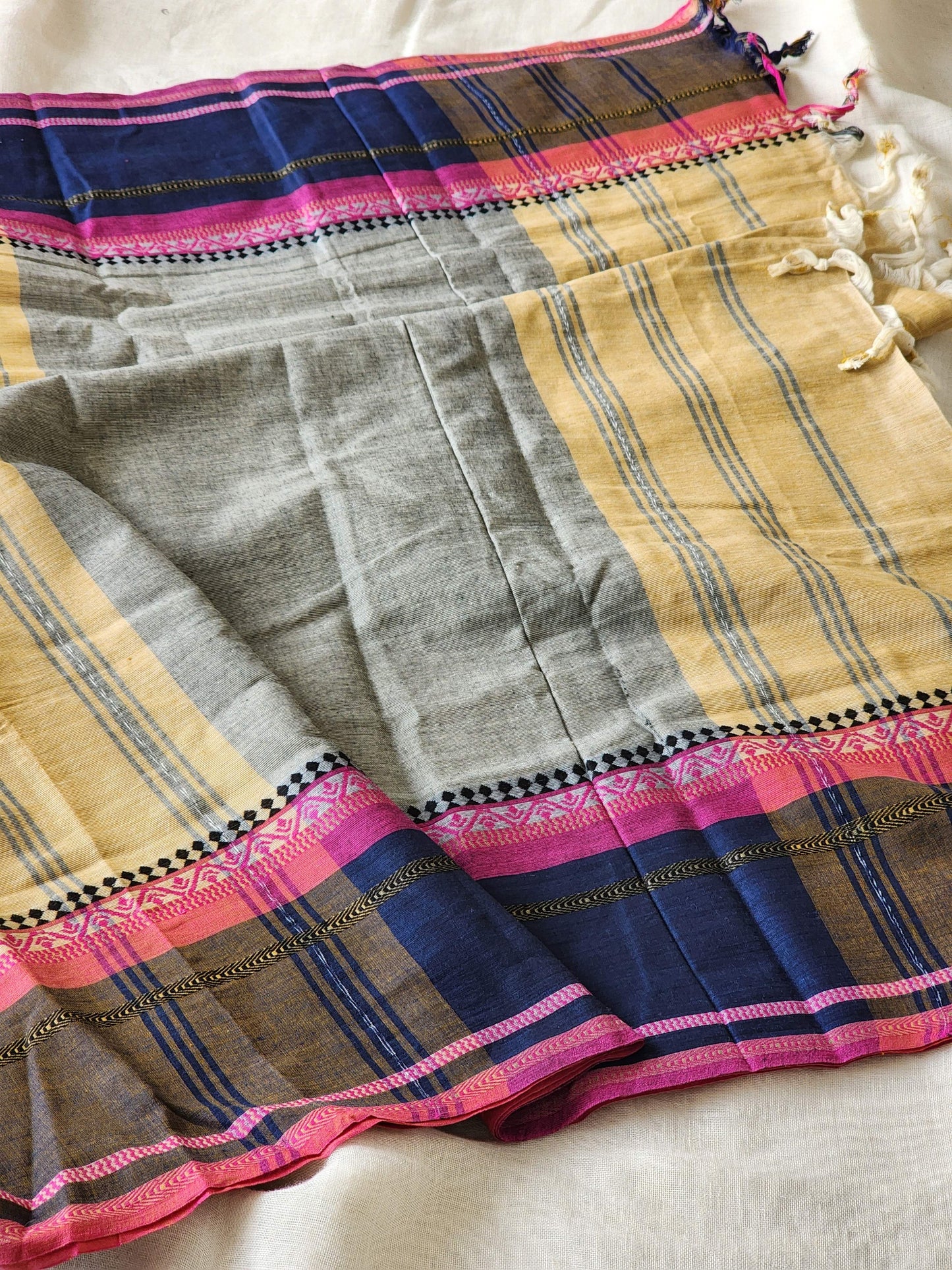 Beige Dhonekhali Cotton Saree