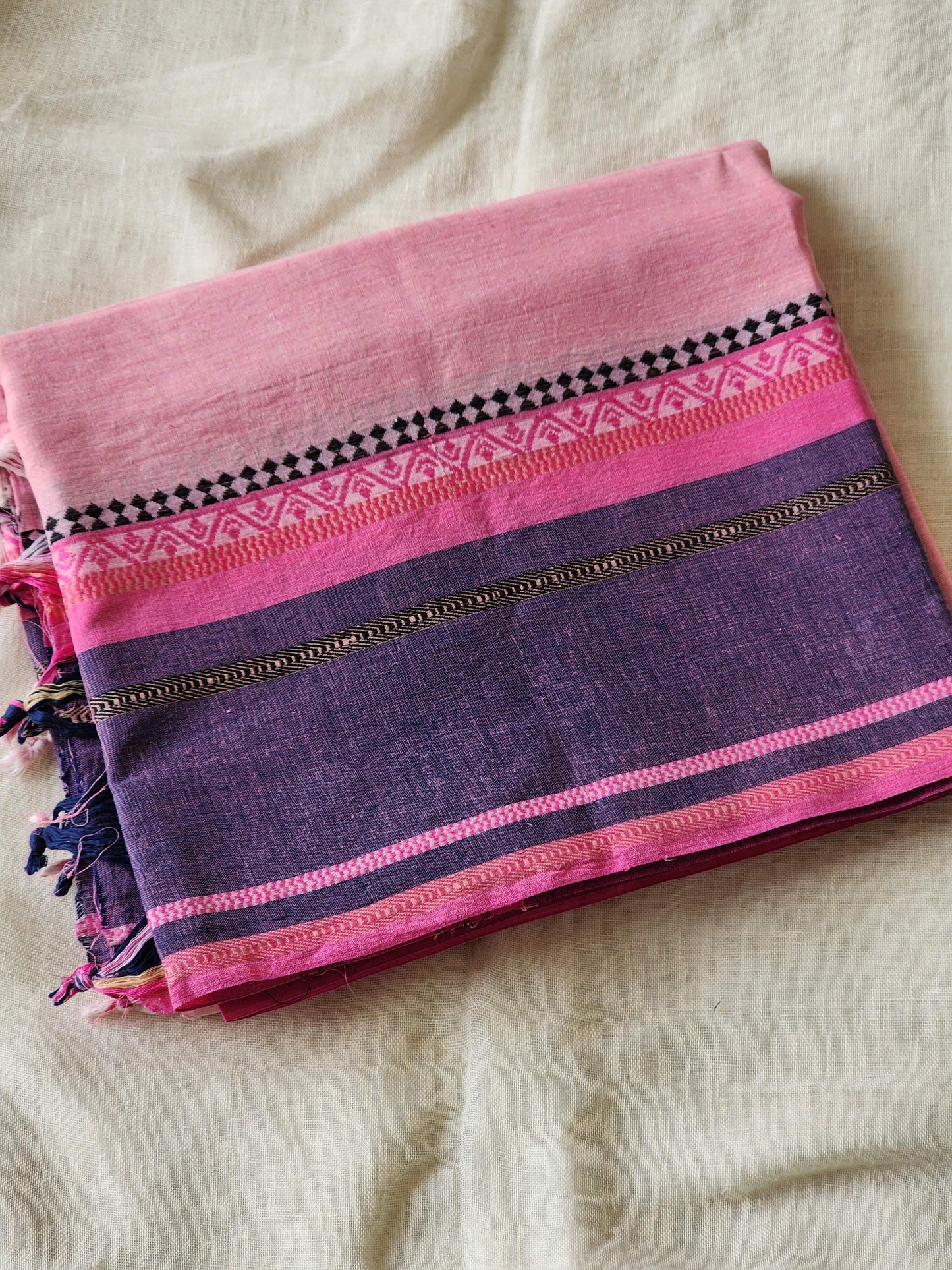 Pink Dhonekhali Cotton Saree