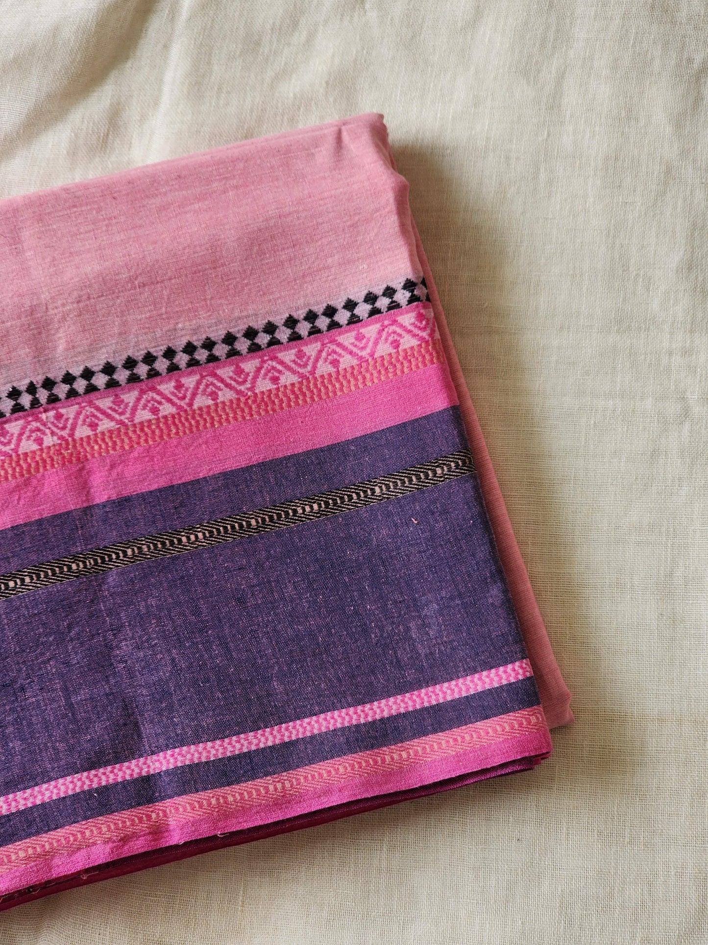 Pink Dhonekhali Cotton Saree