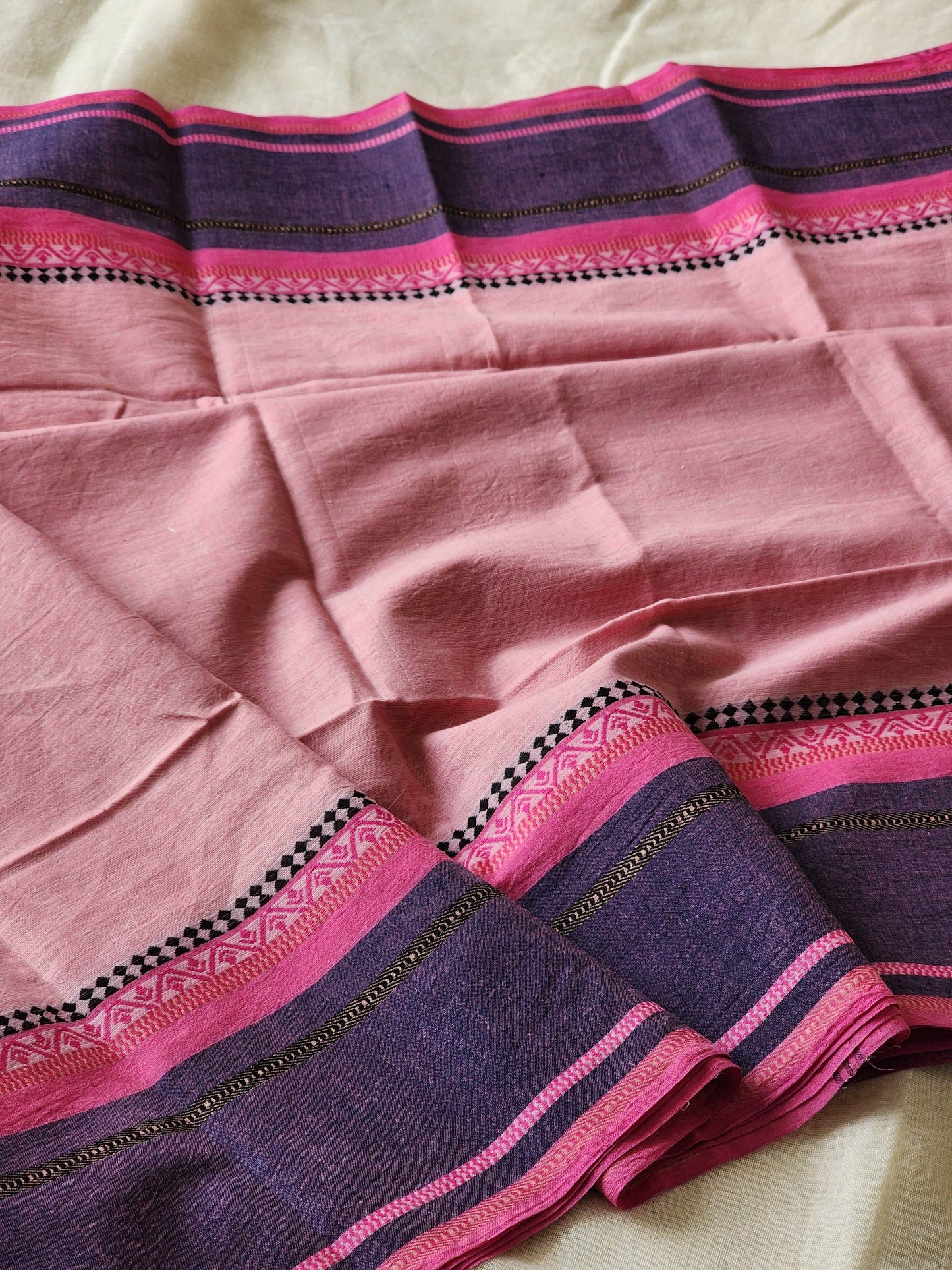 Pink Dhonekhali Cotton Saree