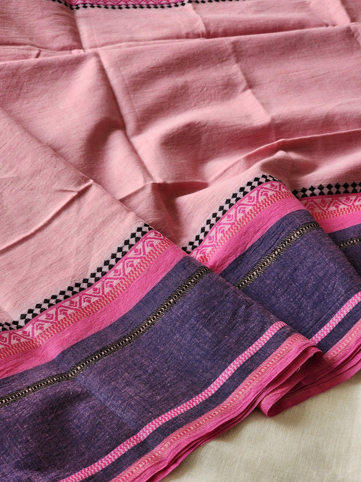 Pink Dhonekhali Cotton Saree
