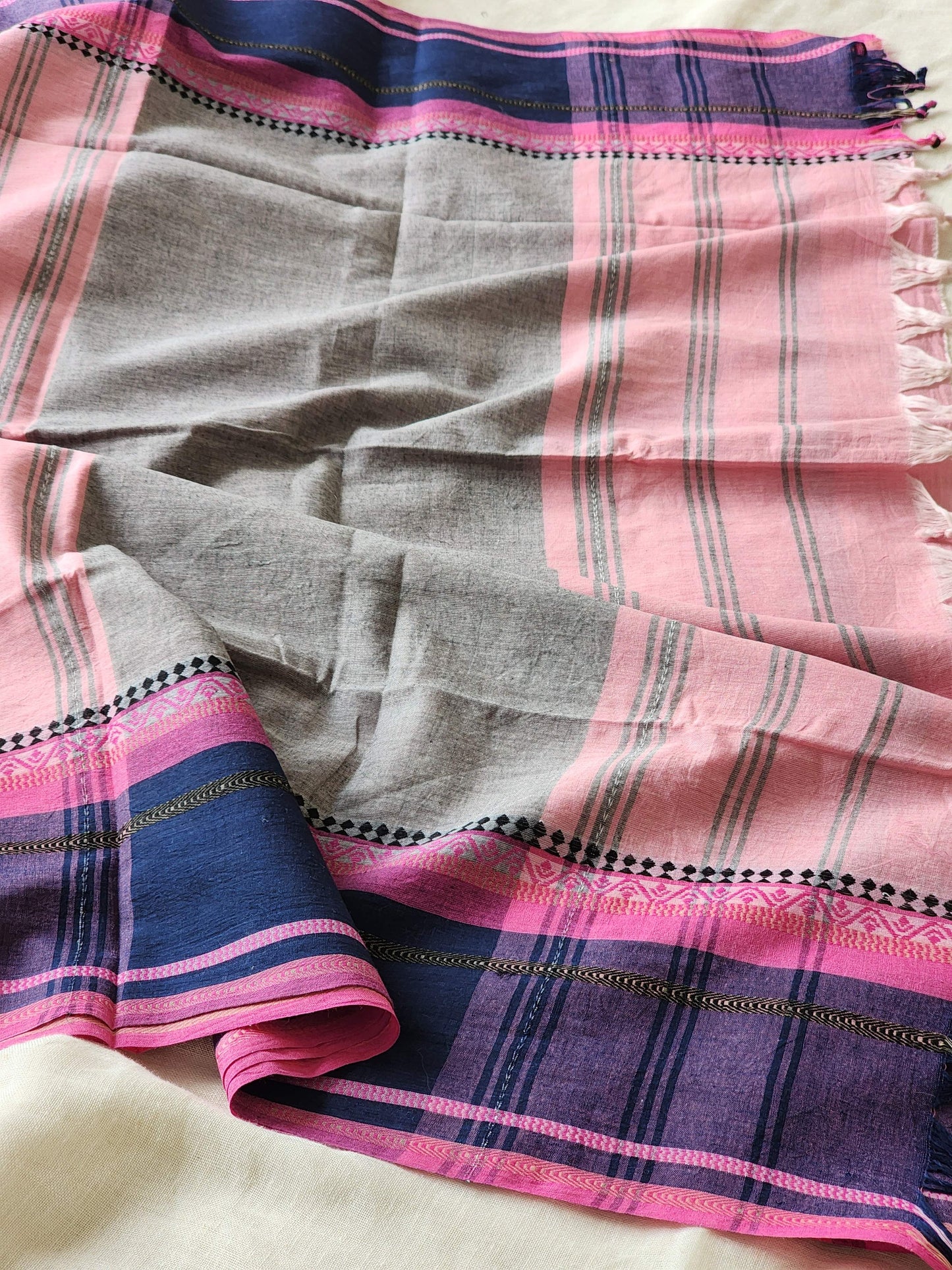 Pink Dhonekhali Cotton Saree