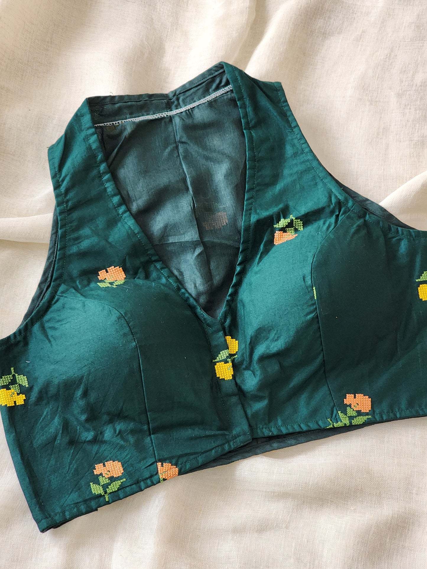 Bottle Green Cotton Blouse