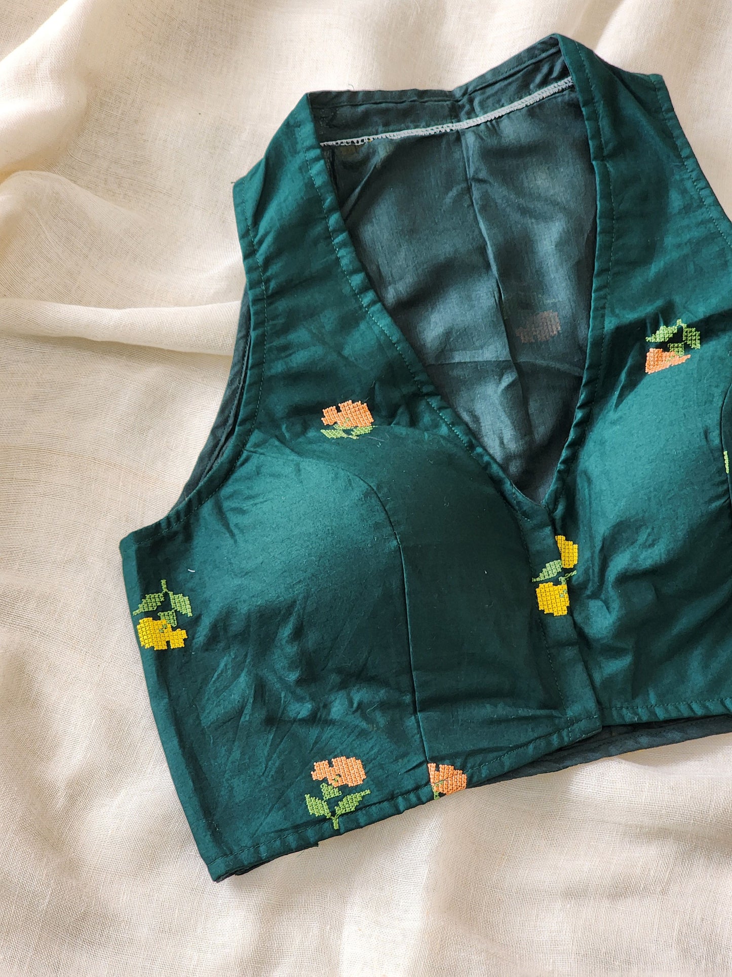 Bottle Green Cotton Blouse
