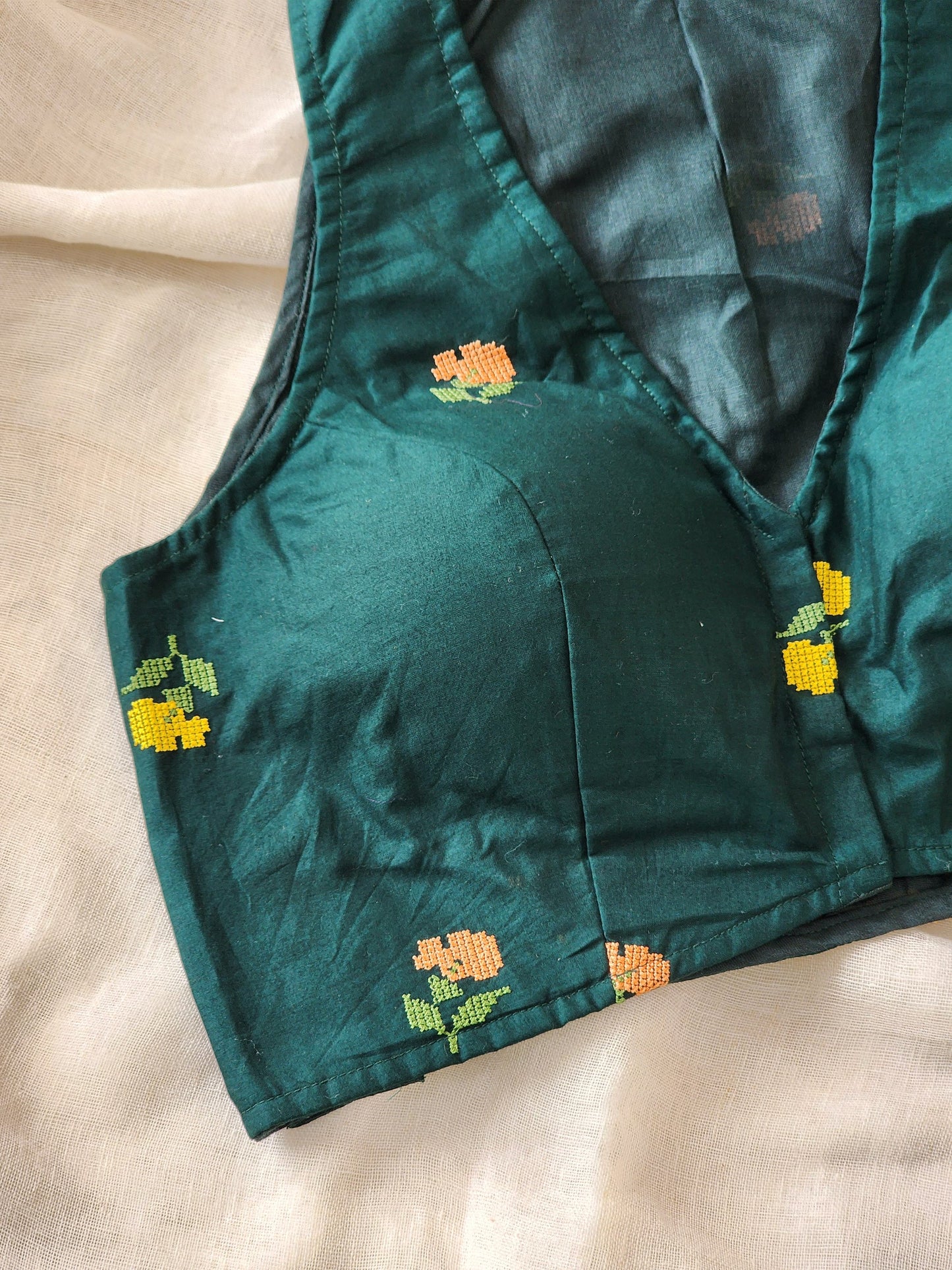 Bottle Green Cotton Blouse