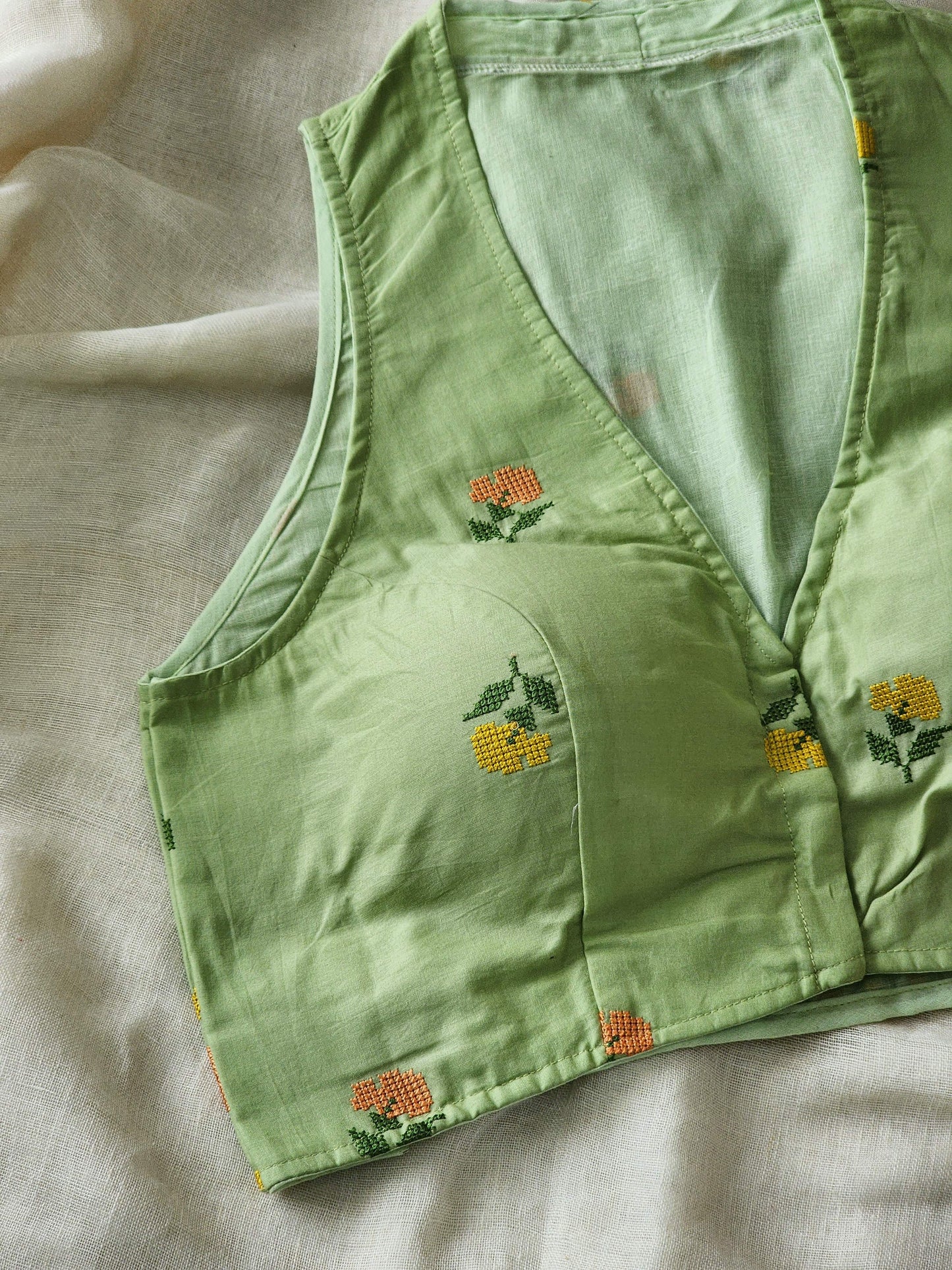 Pista Green Cotton Blouse