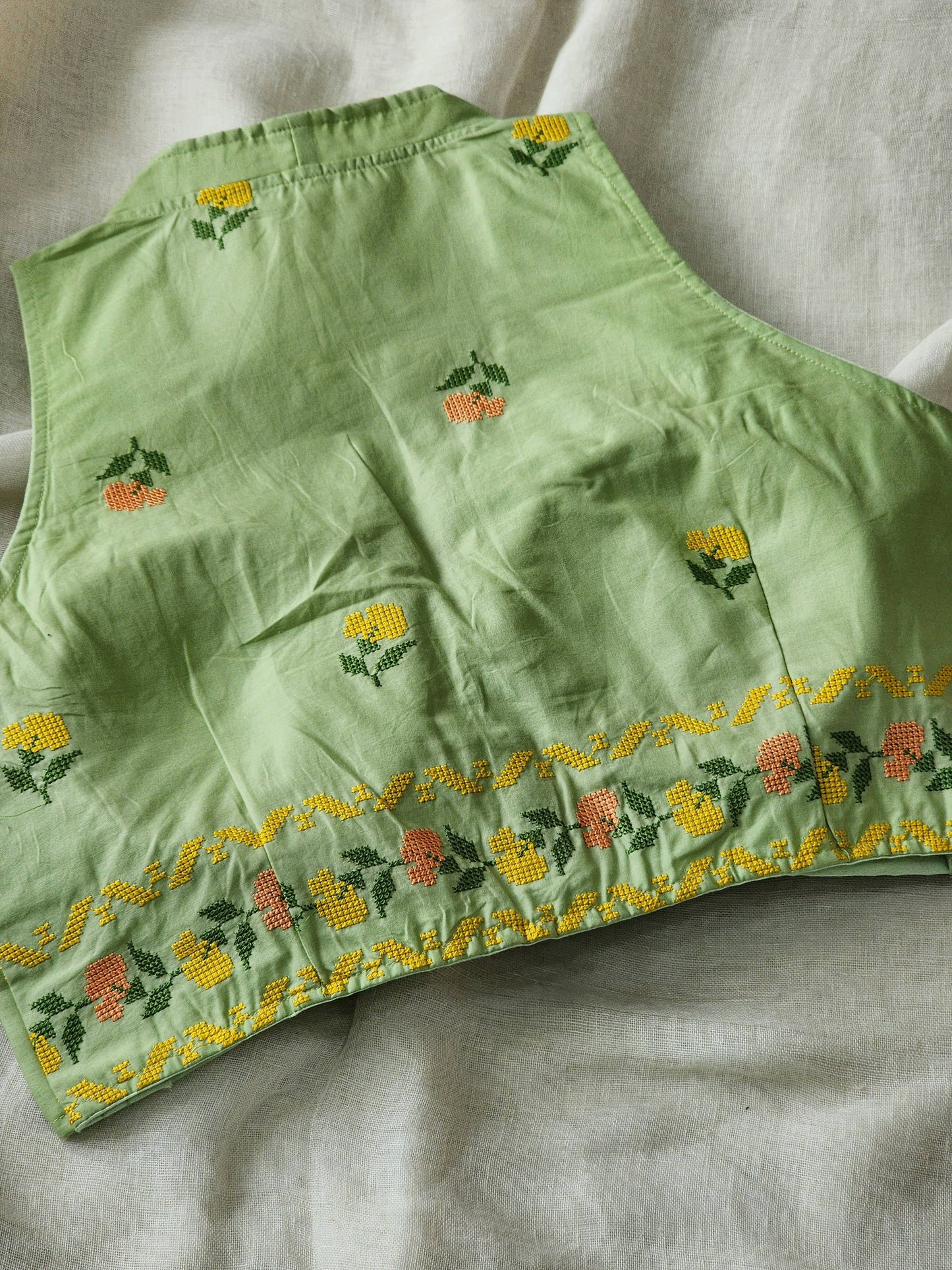 Pista Green Cotton Blouse