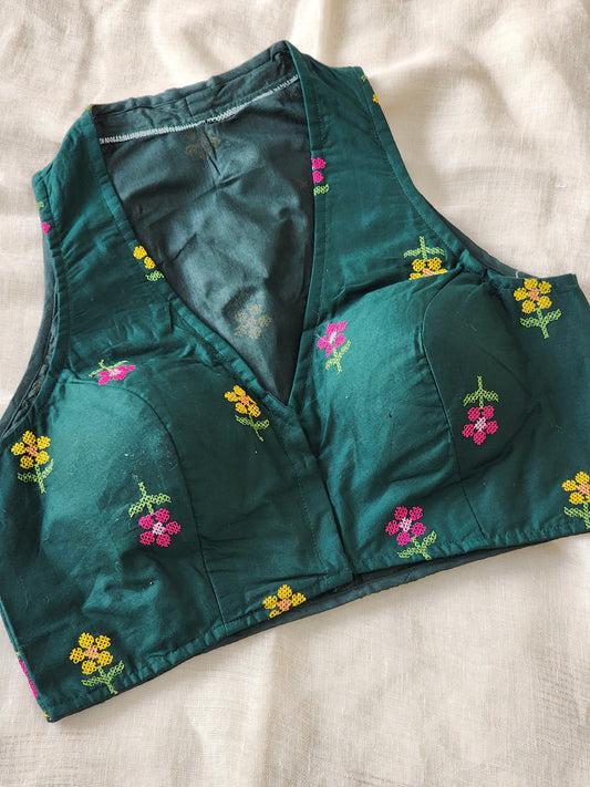 Bottle Green  Cotton Blouse