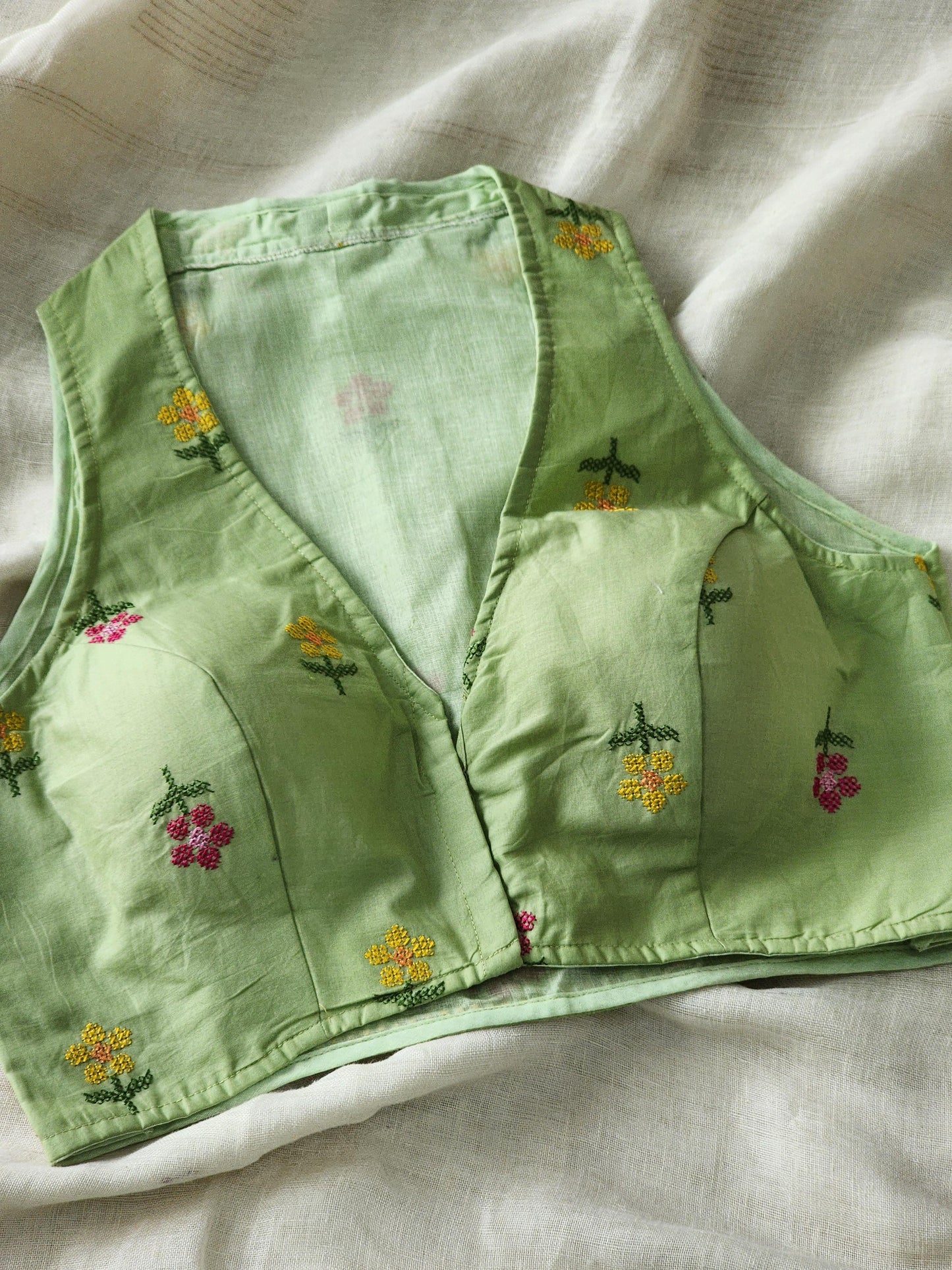 Pista Green Cotton Blouse