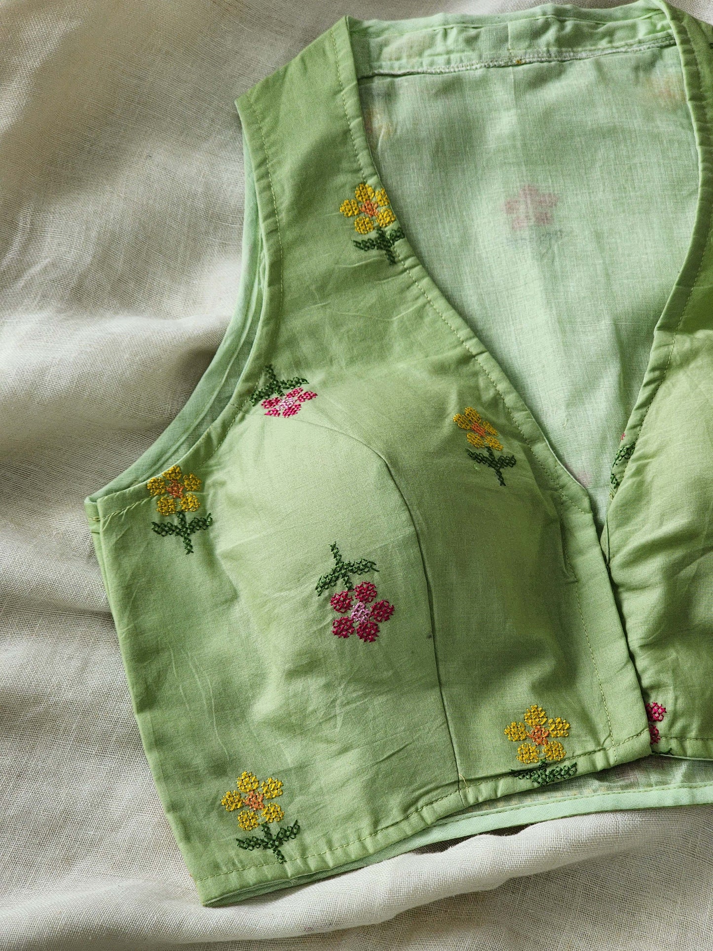 Pista Green Cotton Blouse