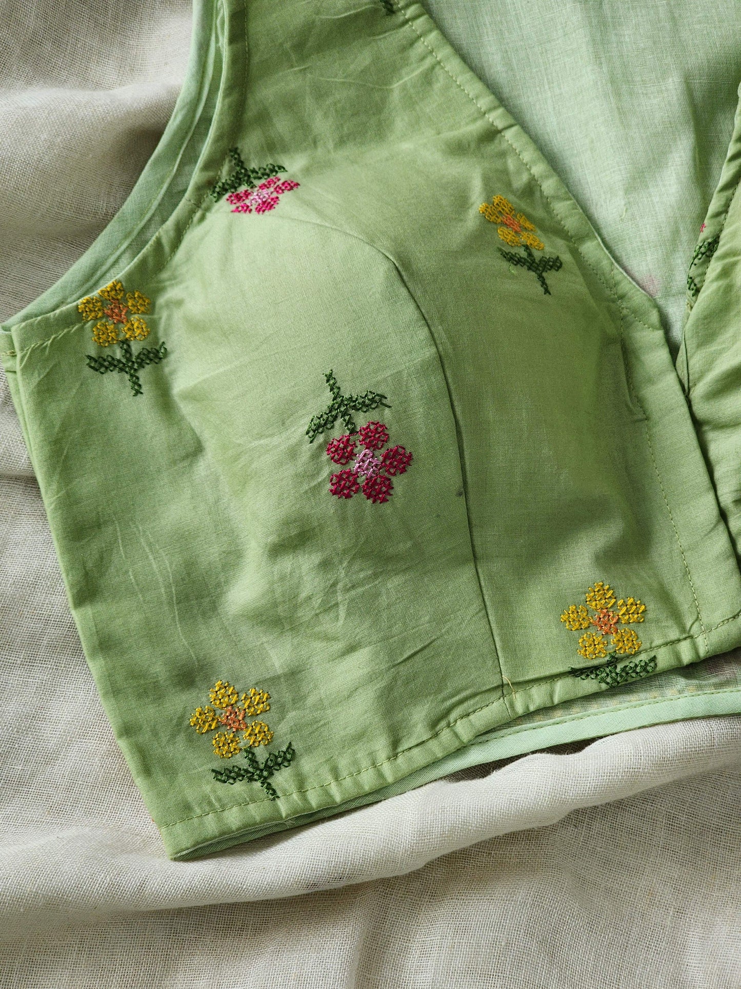 Pista Green Cotton Blouse