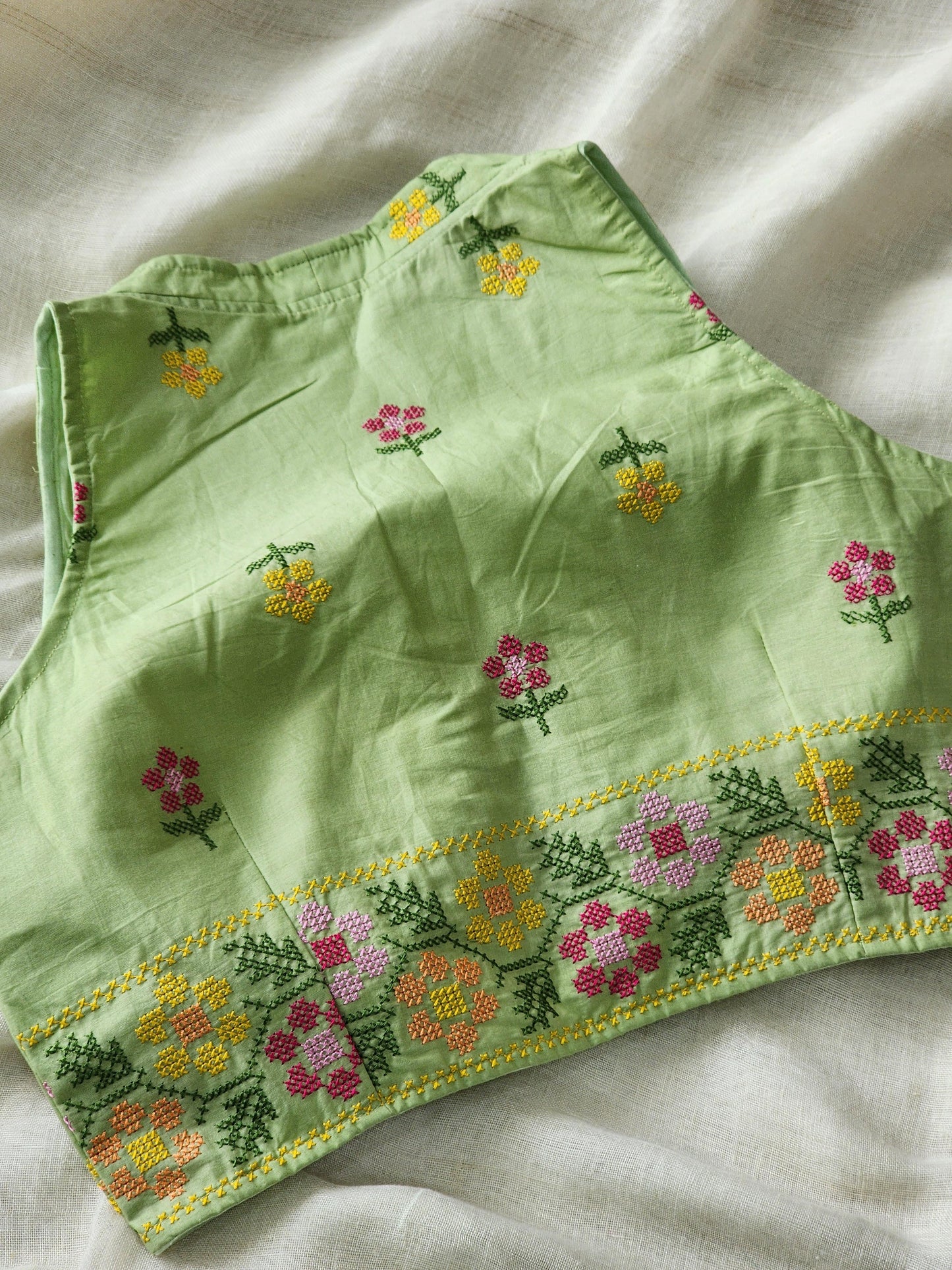Pista Green Cotton Blouse