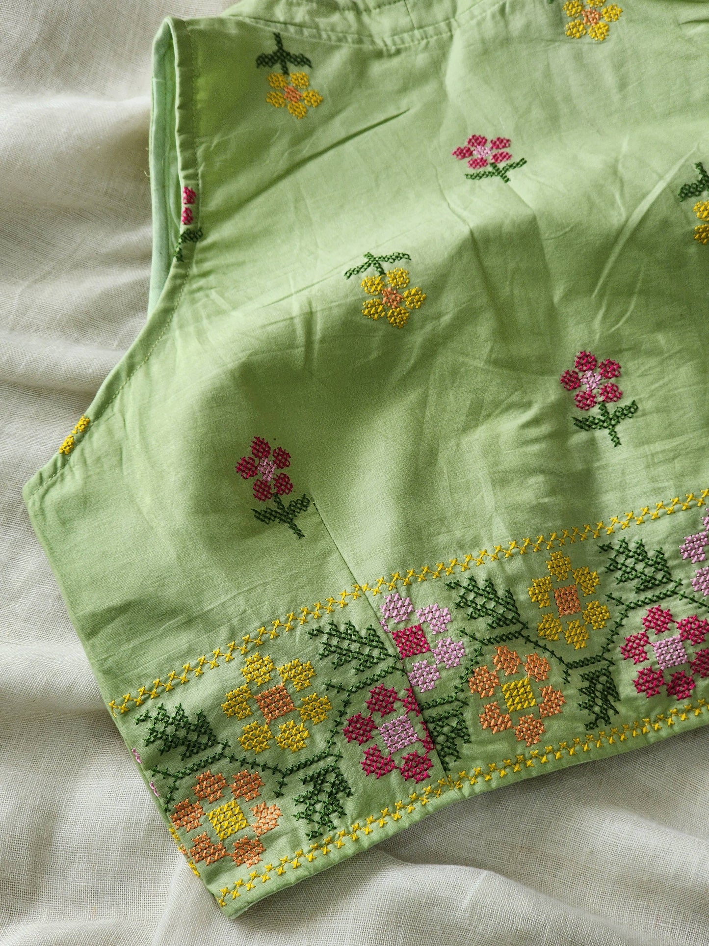 Pista Green Cotton Blouse