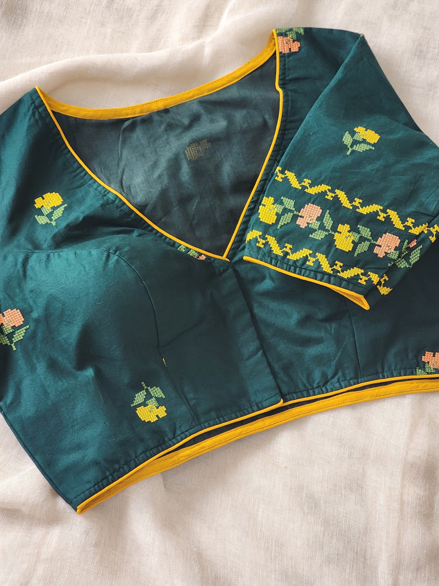 Bottle Green Cotton Blouse