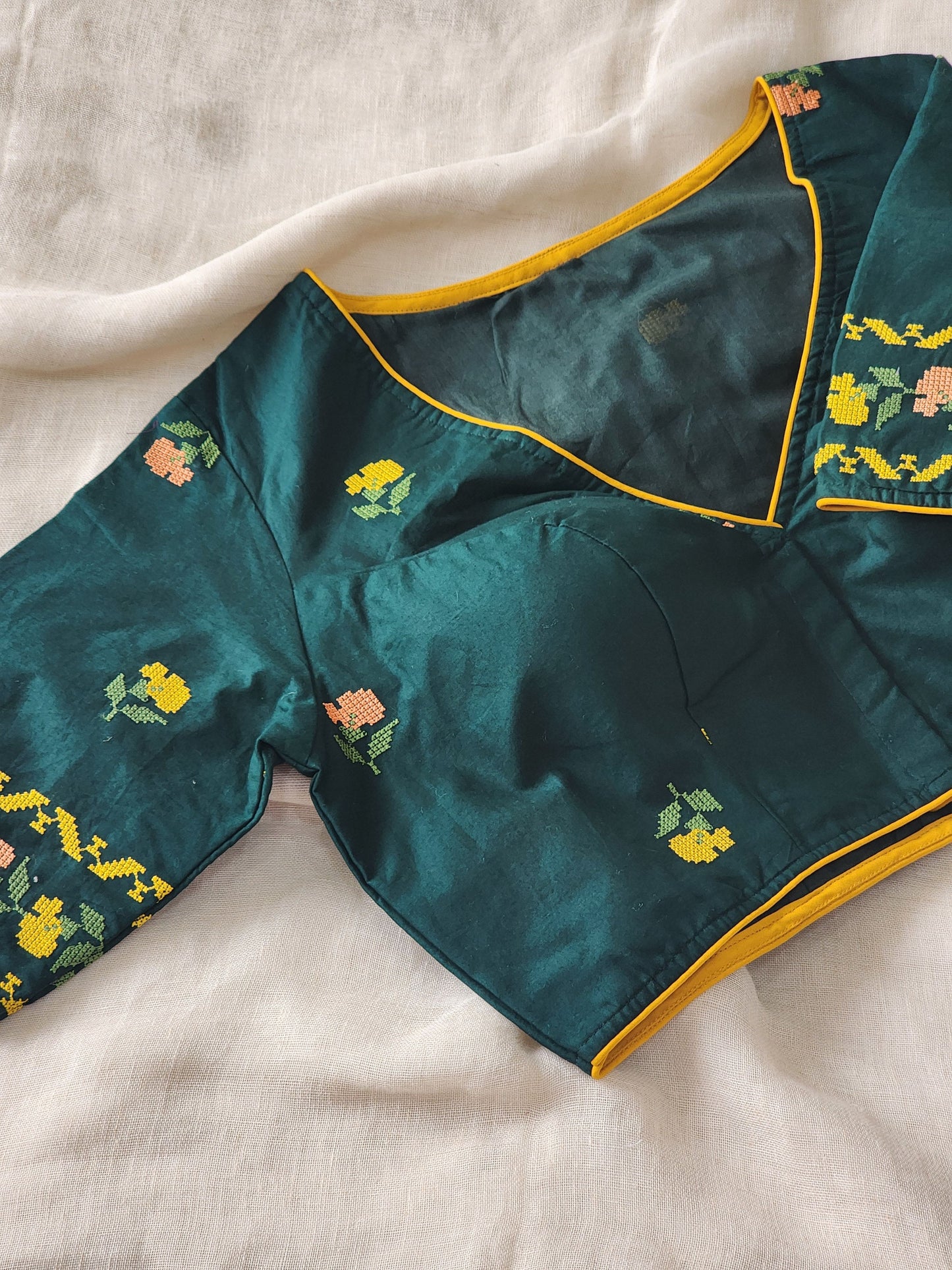 Bottle Green Cotton Blouse